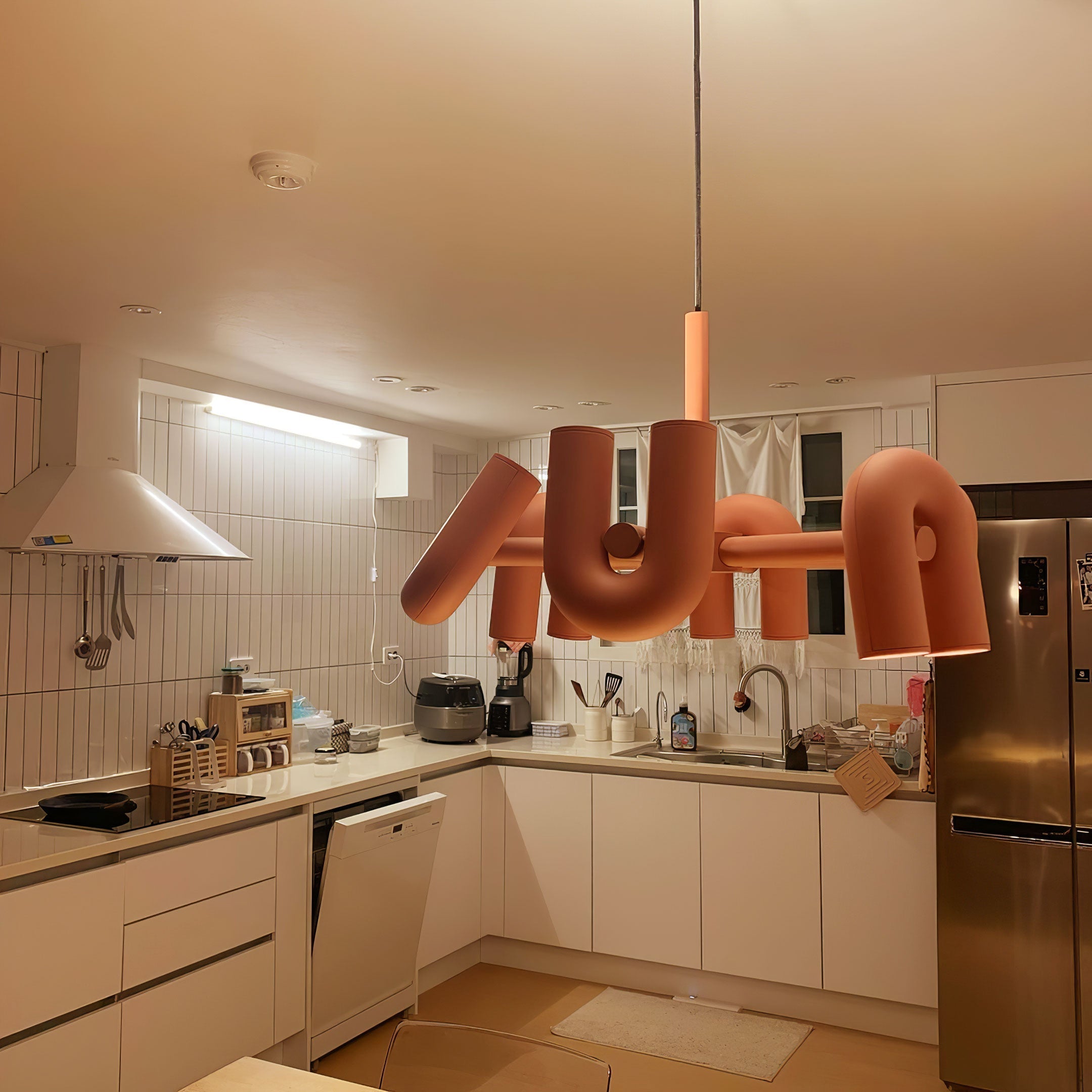 Modulaire Kroonluchter met U-Vormige Armen – Verstelbaar Design – Zwart, Grijs, Oranje of Blauw – 3, 4, 6 of 8 Lichtpunten – Modern Statement | Sansoti