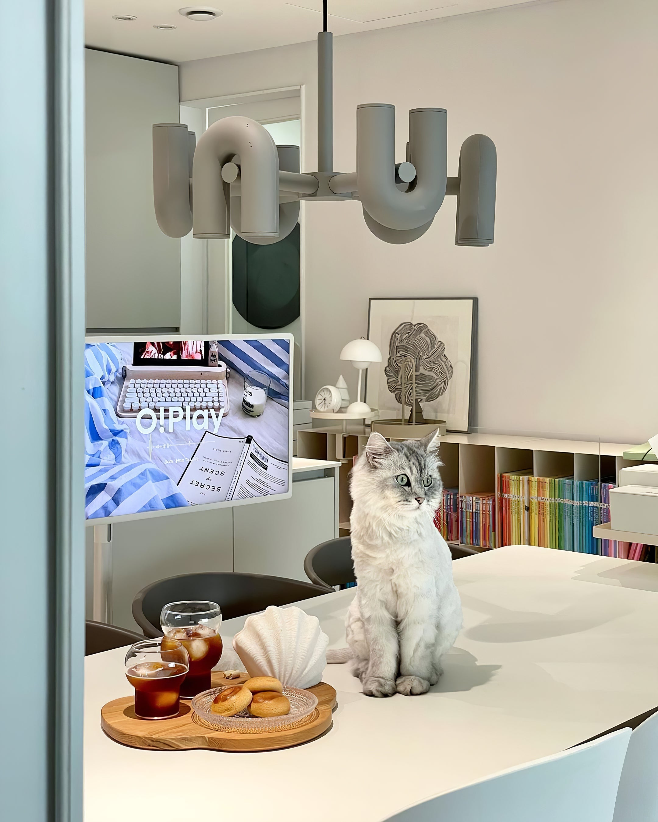 Modulaire Kroonluchter met U-Vormige Armen – Verstelbaar Design – Zwart, Grijs, Oranje of Blauw – 3, 4, 6 of 8 Lichtpunten – Modern Statement | Sansoti