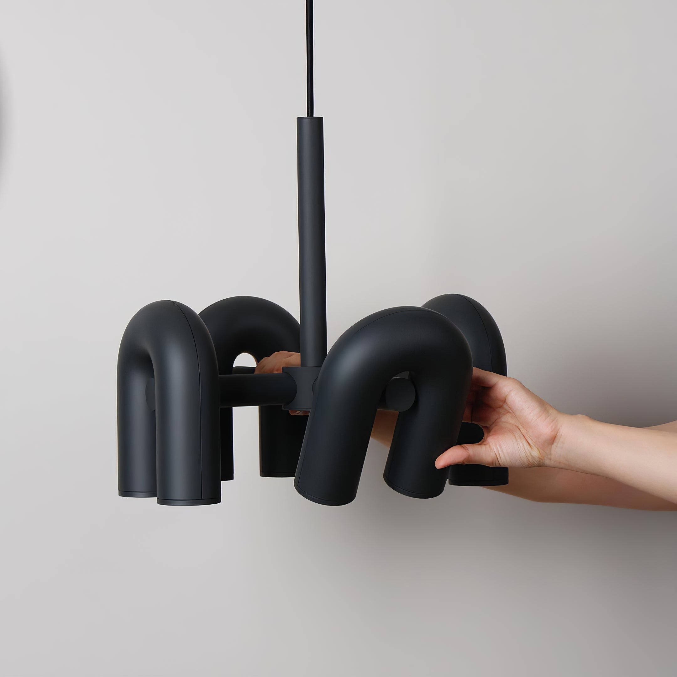 Modulaire Kroonluchter met U-Vormige Armen – Verstelbaar Design – Zwart, Grijs, Oranje of Blauw – 3, 4, 6 of 8 Lichtpunten – Modern Statement | Sansoti
