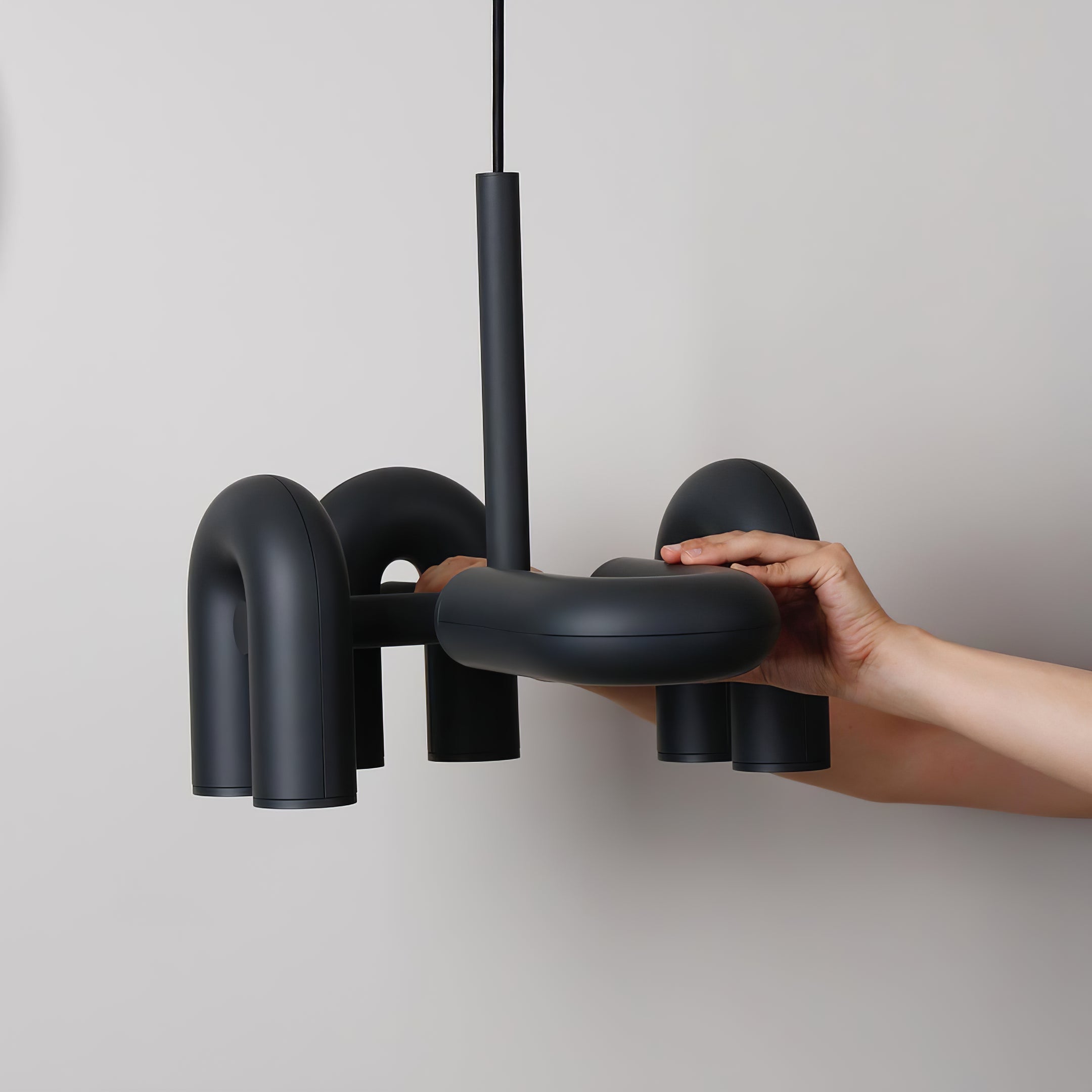 Modulaire Kroonluchter met U-Vormige Armen – Verstelbaar Design – Zwart, Grijs, Oranje of Blauw – 3, 4, 6 of 8 Lichtpunten – Modern Statement | Sansoti