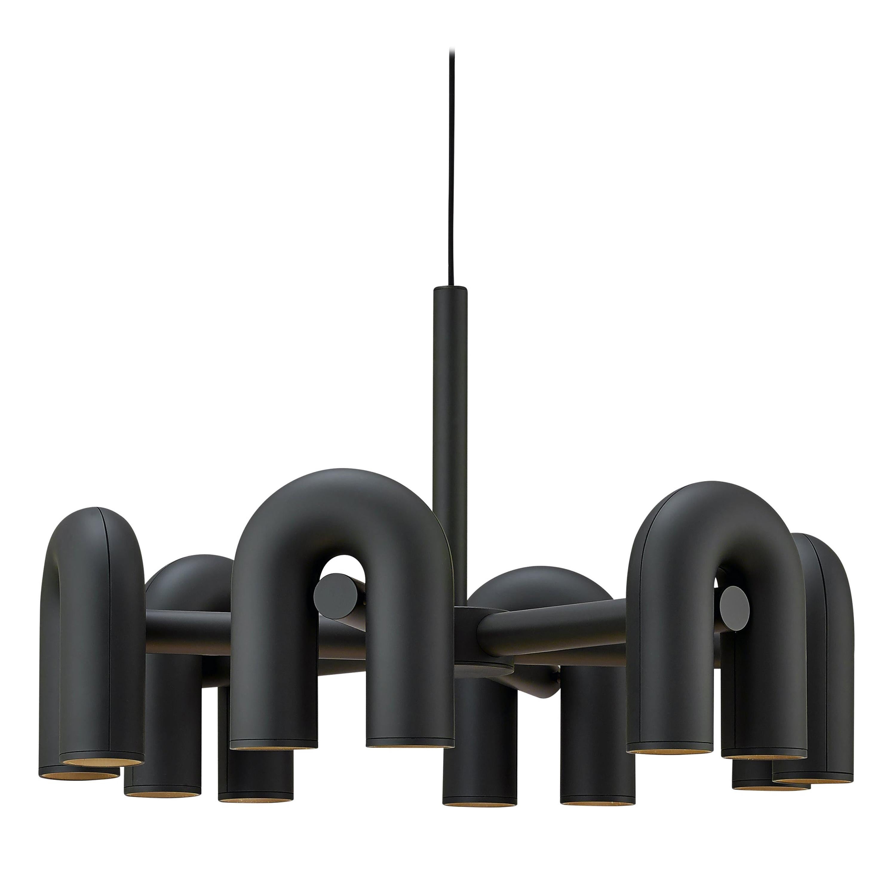 Modulaire Kroonluchter met U-Vormige Armen – Verstelbaar Design – Zwart, Grijs, Oranje of Blauw – 3, 4, 6 of 8 Lichtpunten – Modern Statement | Sansoti