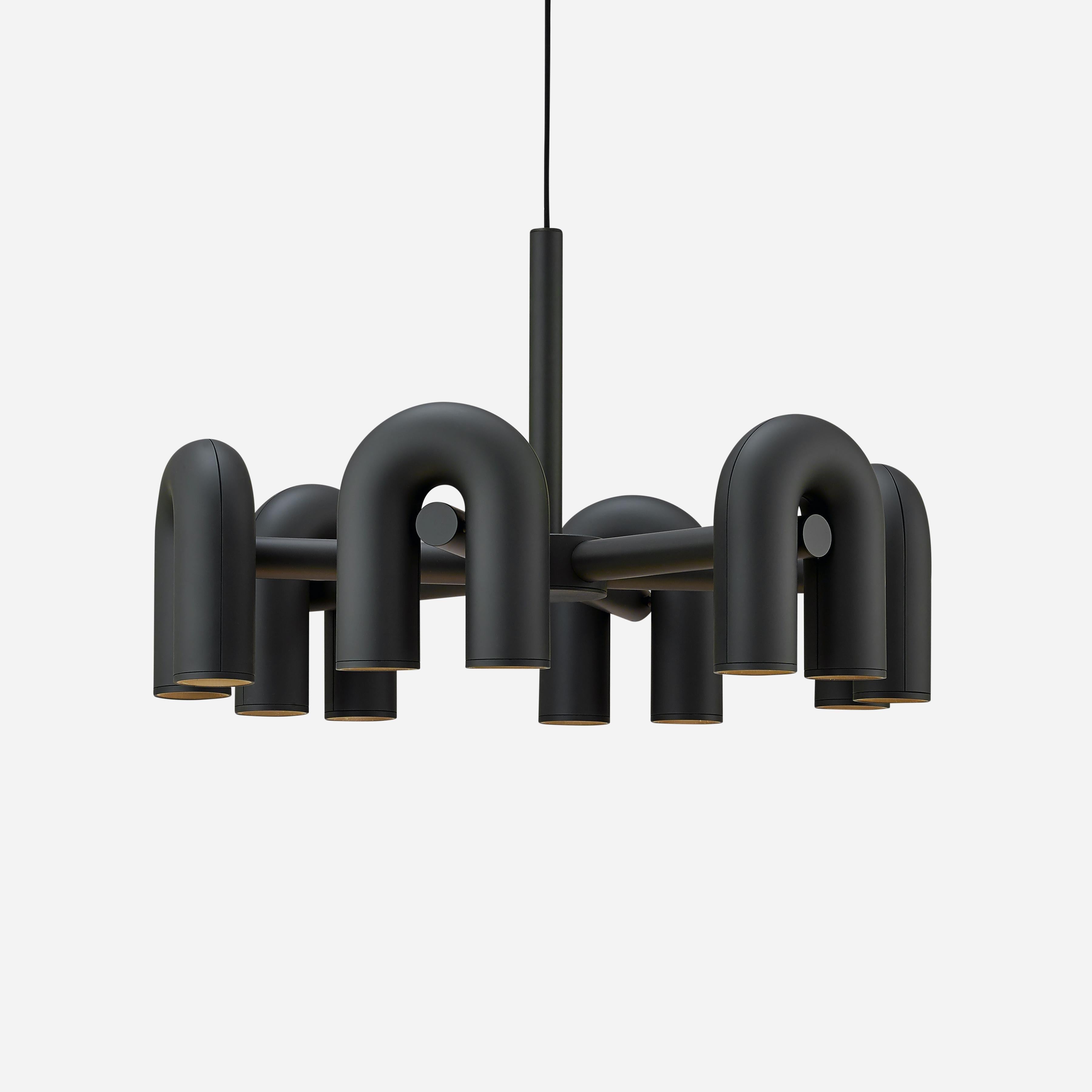 Modulaire Kroonluchter met U-Vormige Armen – Verstelbaar Design – Zwart, Grijs, Oranje of Blauw – 3, 4, 6 of 8 Lichtpunten – Modern Statement | Sansoti