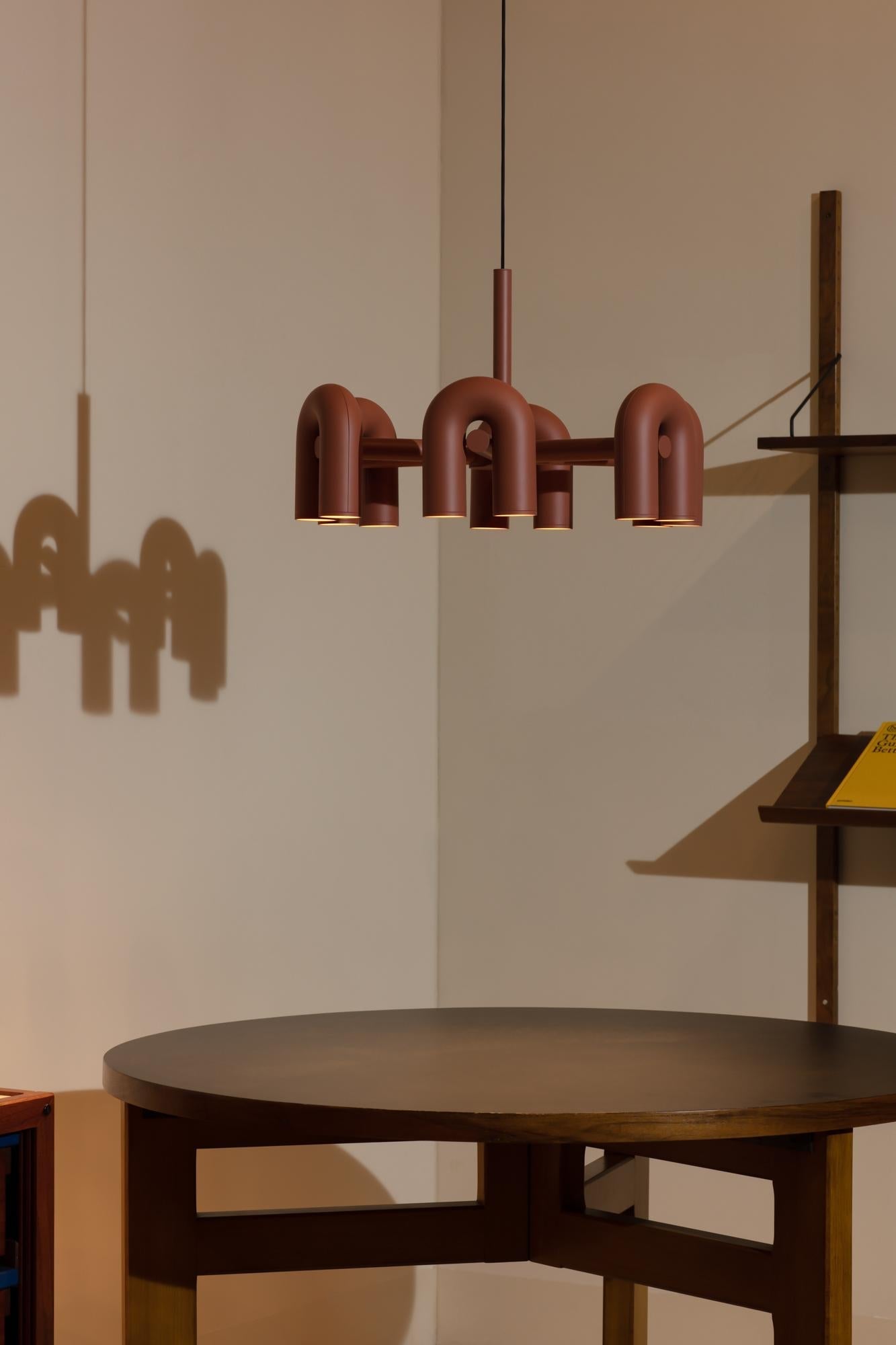 Modulaire Kroonluchter met U-Vormige Armen – Verstelbaar Design – Zwart, Grijs, Oranje of Blauw – 3, 4, 6 of 8 Lichtpunten – Modern Statement | Sansoti