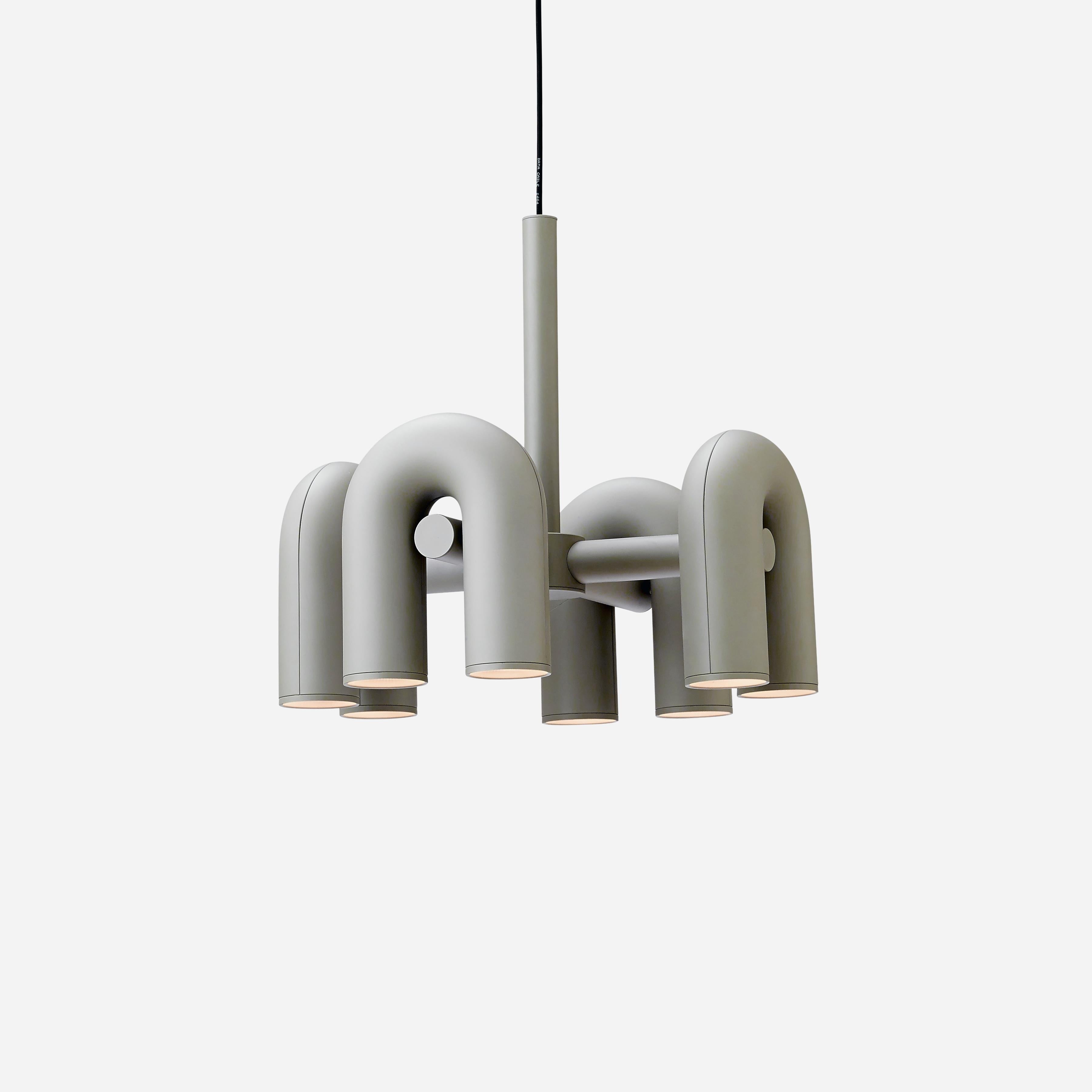 Modulaire Kroonluchter met U-Vormige Armen – Verstelbaar Design – Zwart, Grijs, Oranje of Blauw – 3, 4, 6 of 8 Lichtpunten – Modern Statement | Sansoti