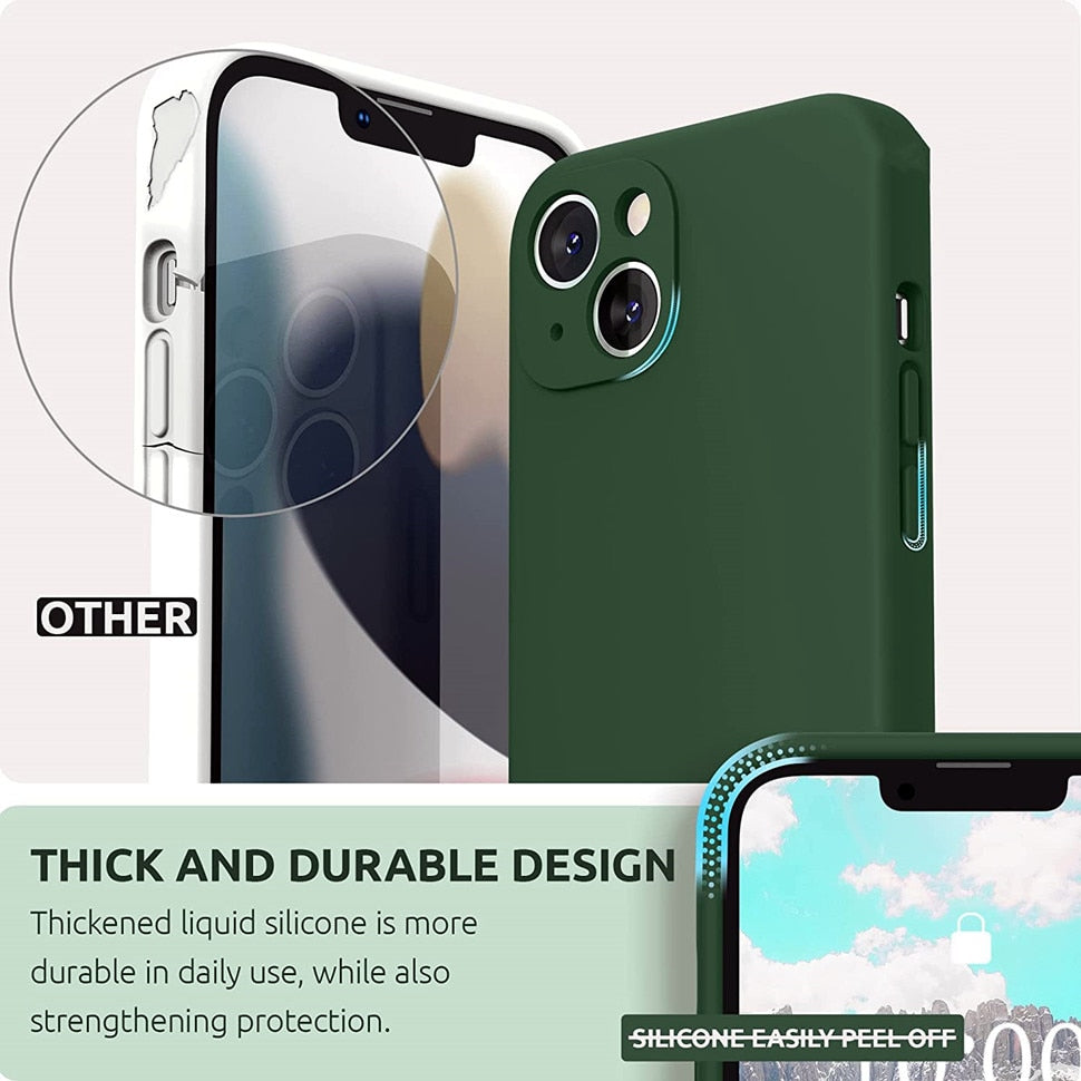 Liquid Silicone iPhone Case with Shock Absorption for 14 15 16 17 Pro Max Models Classic Protective Case | Sansoti