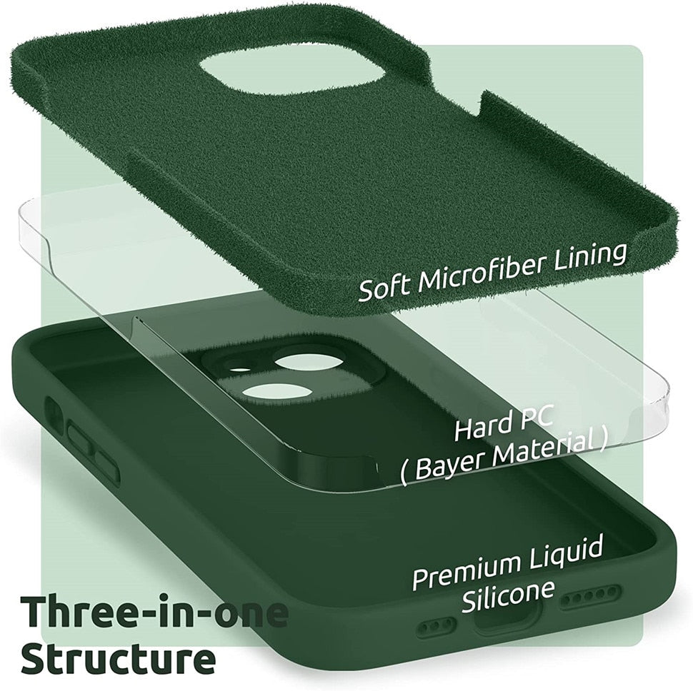 Liquid Silicone iPhone Case with Shock Absorption for 14 15 16 17 Pro Max Models Classic Protective Case | Sansoti
