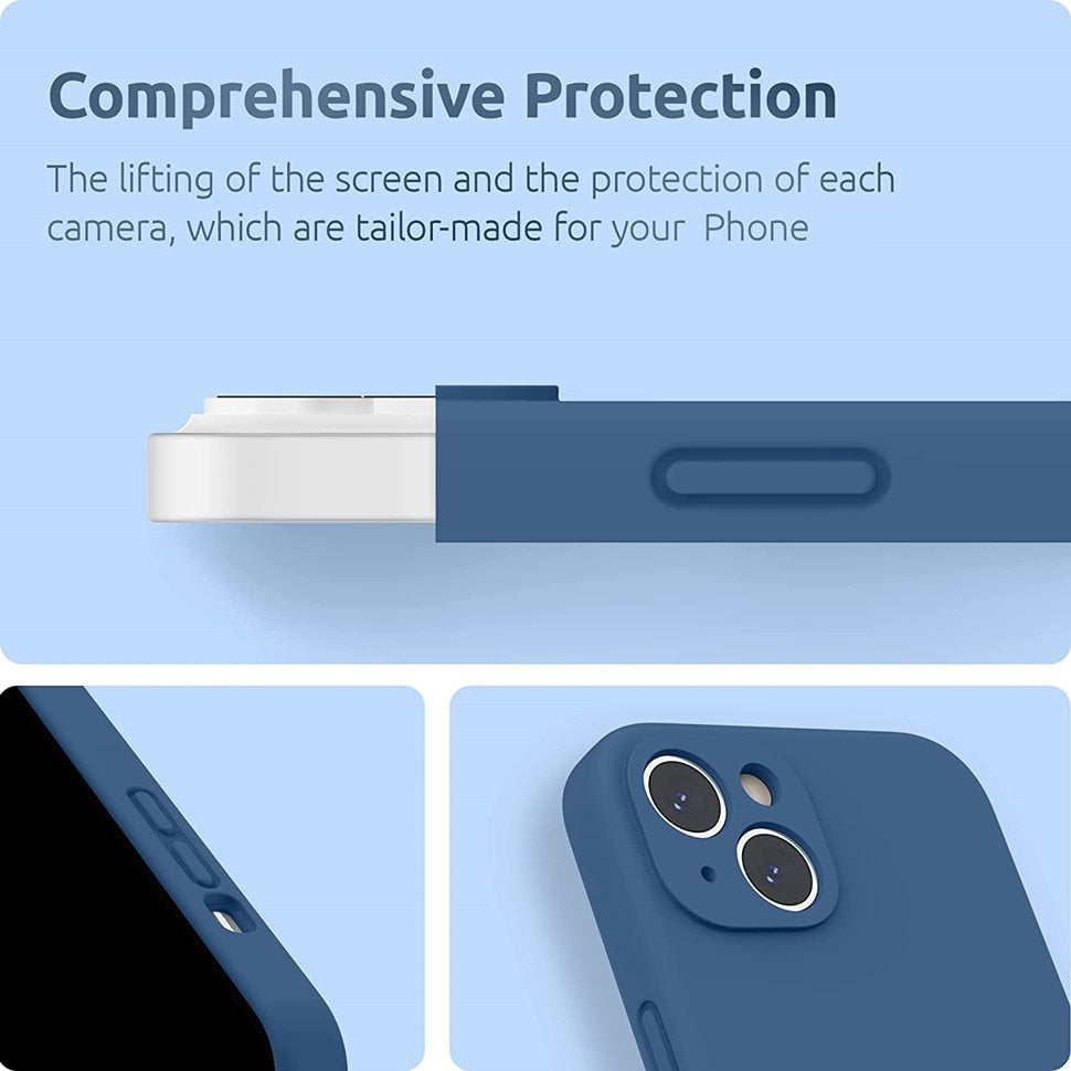 Liquid Silicone iPhone Case with Shock Absorption for 14 15 16 17 Pro Max Models Classic Protective Case | Sansoti