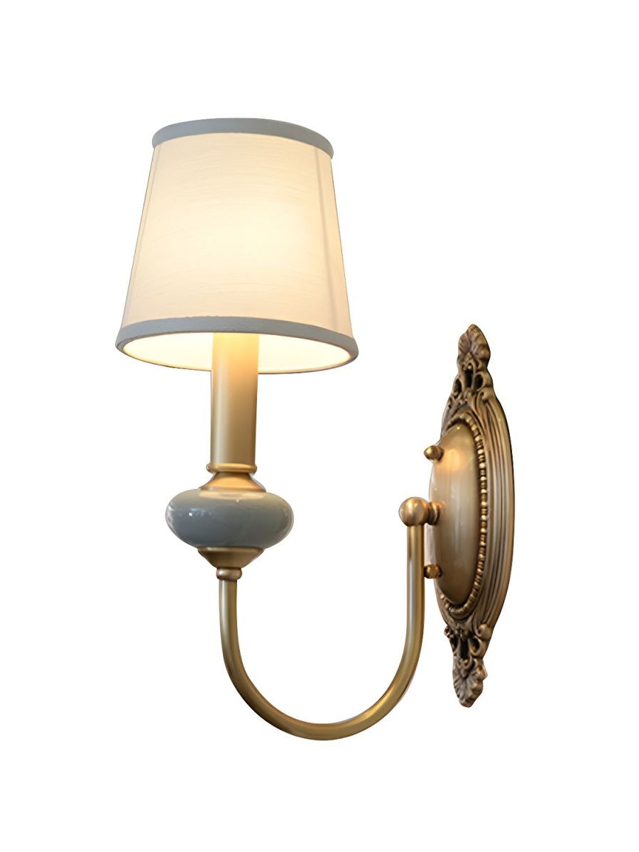 Keramische wandlamp met stoffen kap - 1 of 2 lichtpunten - E27 - diverse kleuren & stijlen | Sansoti