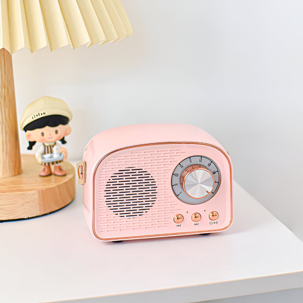 Retro Bluetooth Speaker 3W Vintage Design Hout Slaapkamer Kantoor Draadloze Luidspreker Jaren 50 Stijl Tafelradio Look | Sansoti