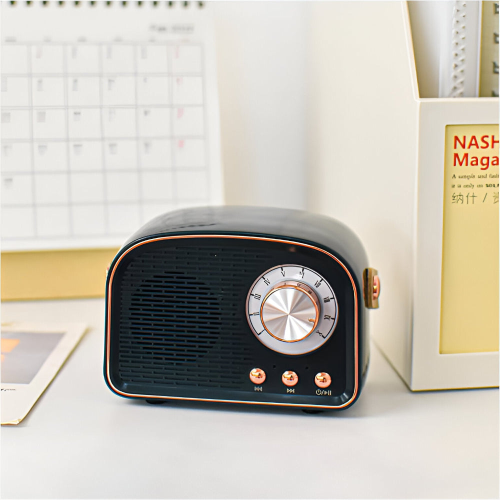 Retro Bluetooth Speaker 3W Vintage Design Hout Slaapkamer Kantoor Draadloze Luidspreker Jaren 50 Stijl Tafelradio Look | Sansoti
