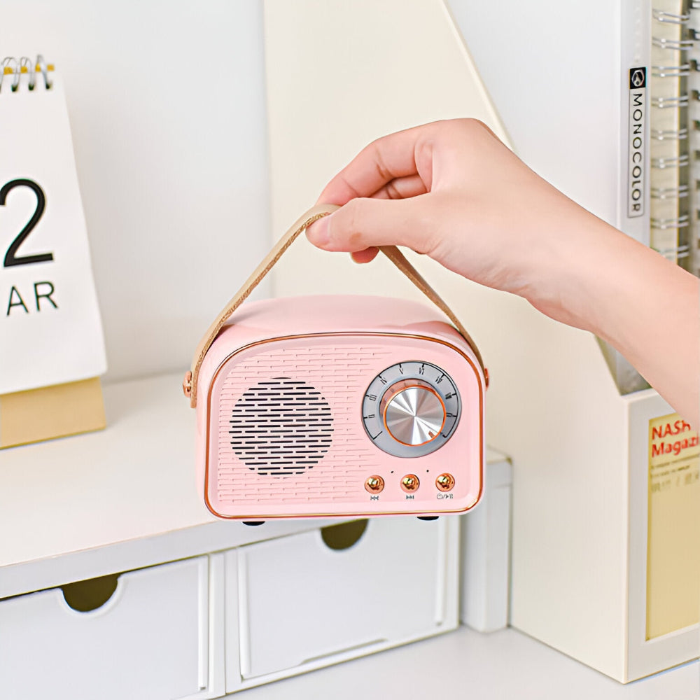 Retro Bluetooth Speaker 3W Vintage Design Hout Slaapkamer Kantoor Draadloze Luidspreker Jaren 50 Stijl Tafelradio Look | Sansoti