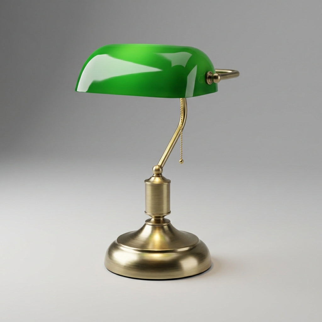 Bankierslampe mit Glasschirm und Metallsockel Vintage-Tischlampe Leselampe Antike Schreibtischlampe Warmes Licht | Sansoti