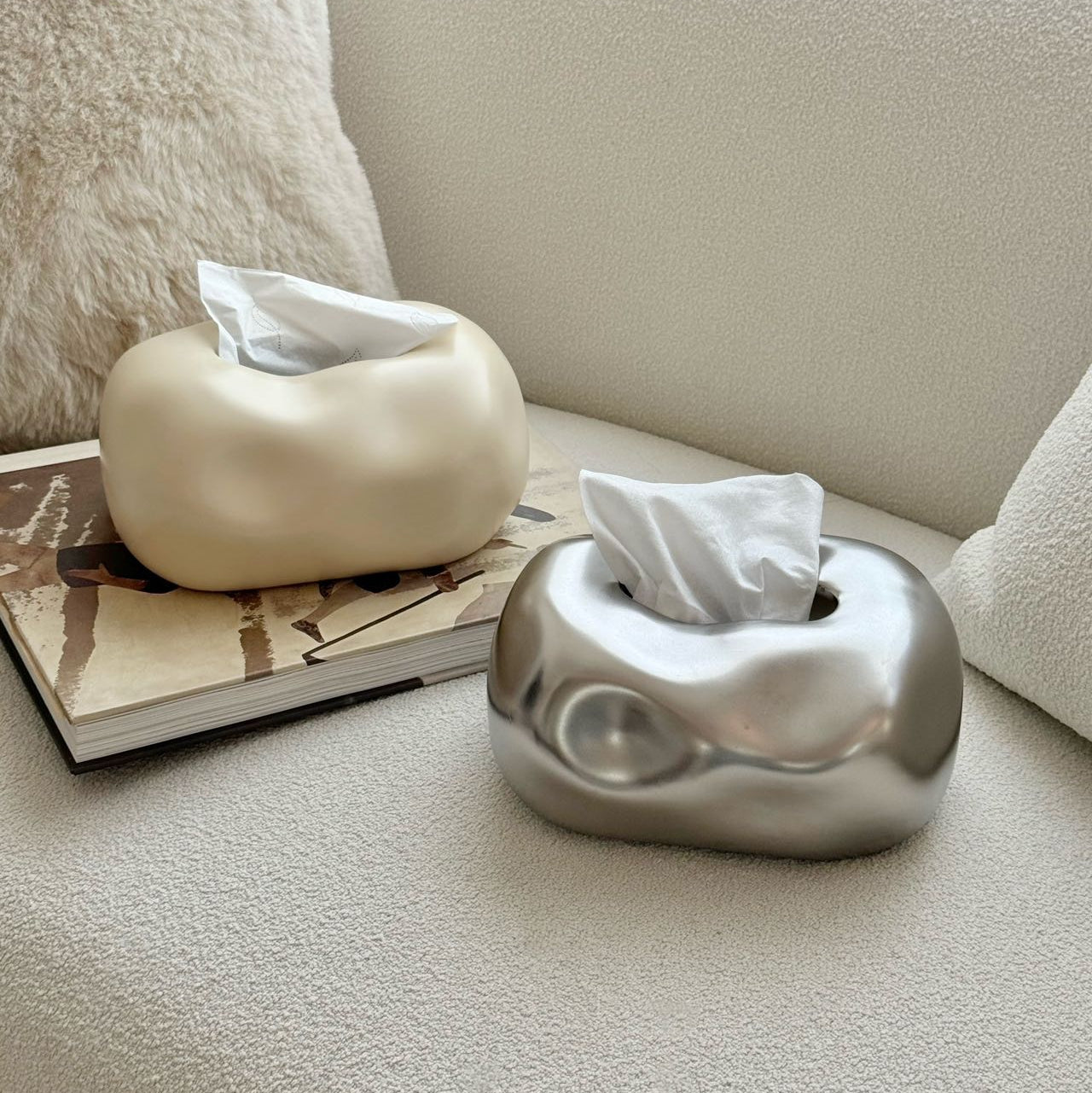 Wolkenvormige Tissuehouder 19,5×15×10 cm Keramiek Sierlijk Wit Design voor Scandinavisch Interieur | Sansoti