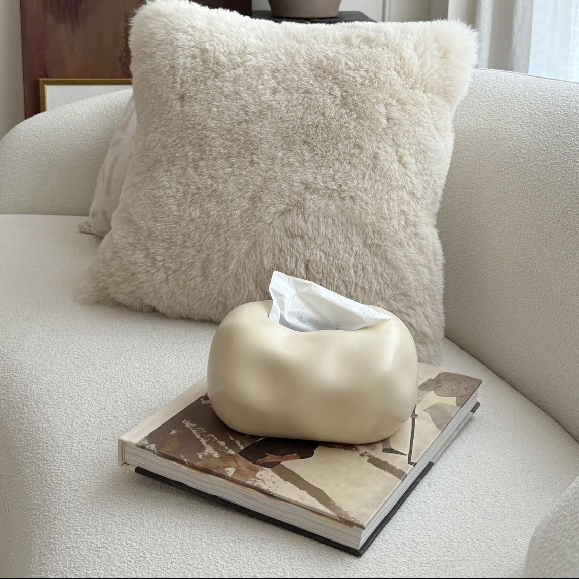 Wolkenvormige Tissuehouder 19,5×15×10 cm Keramiek Sierlijk Wit Design voor Scandinavisch Interieur | Sansoti