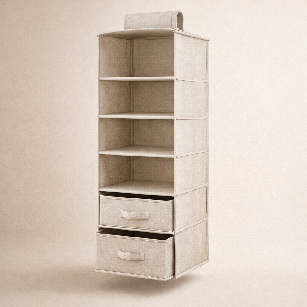 Hangend Kast Organizer Systeem – Opvouwbare Stof Opberg Vakken voor Kledingkast – 3, 4 of 5 Niveau Opberg Plank voor Kleding Schoenen Accessoires | Sansoti