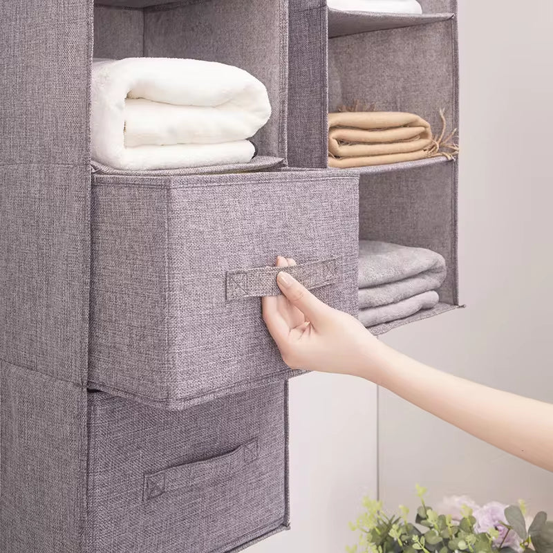Hangend Kast Organizer Systeem – Opvouwbare Stof Opberg Vakken voor Kledingkast – 3, 4 of 5 Niveau Opberg Plank voor Kleding Schoenen Accessoires | Sansoti
