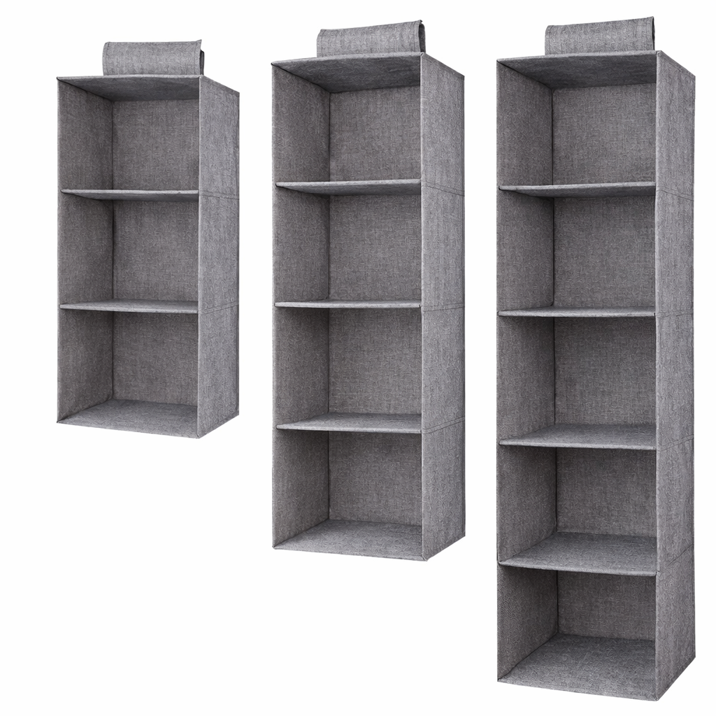 Hangend Kast Organizer Systeem – Opvouwbare Stof Opberg Vakken voor Kledingkast – 3, 4 of 5 Niveau Opberg Plank voor Kleding Schoenen Accessoires | Sansoti