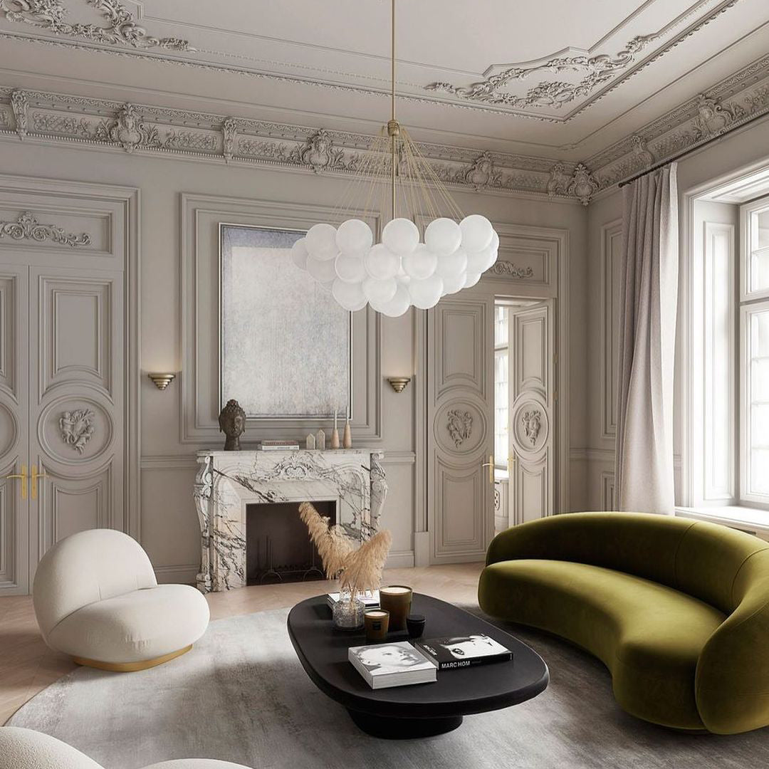 Glazen Bollenhanglamp 19-37 Bollen Goud Metaal Eetkamer Woonkamer | Sansoti