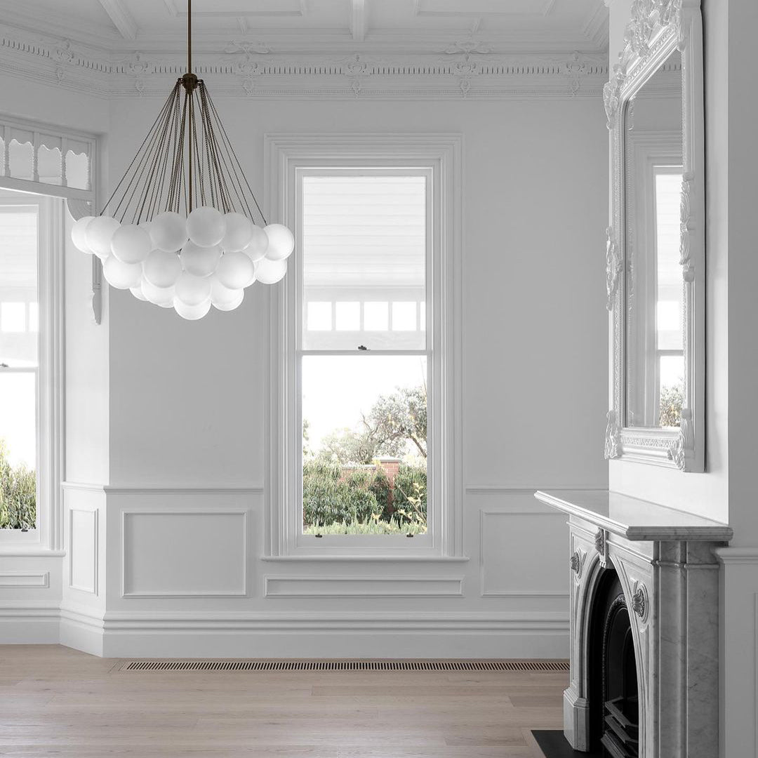 Glazen Bollenhanglamp 19-37 Bollen Goud Metaal Eetkamer Woonkamer | Sansoti
