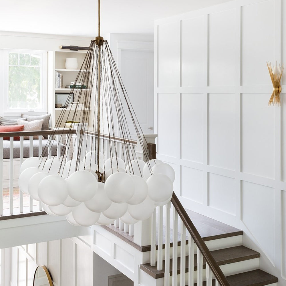 Glazen Bollenhanglamp 19-37 Bollen Goud Metaal Eetkamer Woonkamer | Sansoti