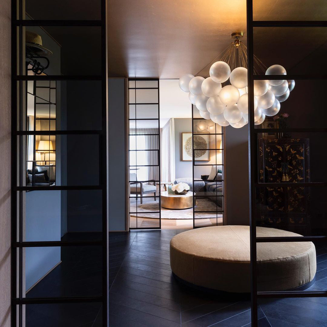 Glazen Bollenhanglamp 19-37 Bollen Goud Metaal Eetkamer Woonkamer | Sansoti