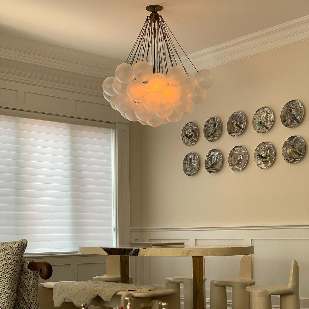 Glazen Bollenhanglamp 19-37 Bollen Goud Metaal Eetkamer Woonkamer | Sansoti