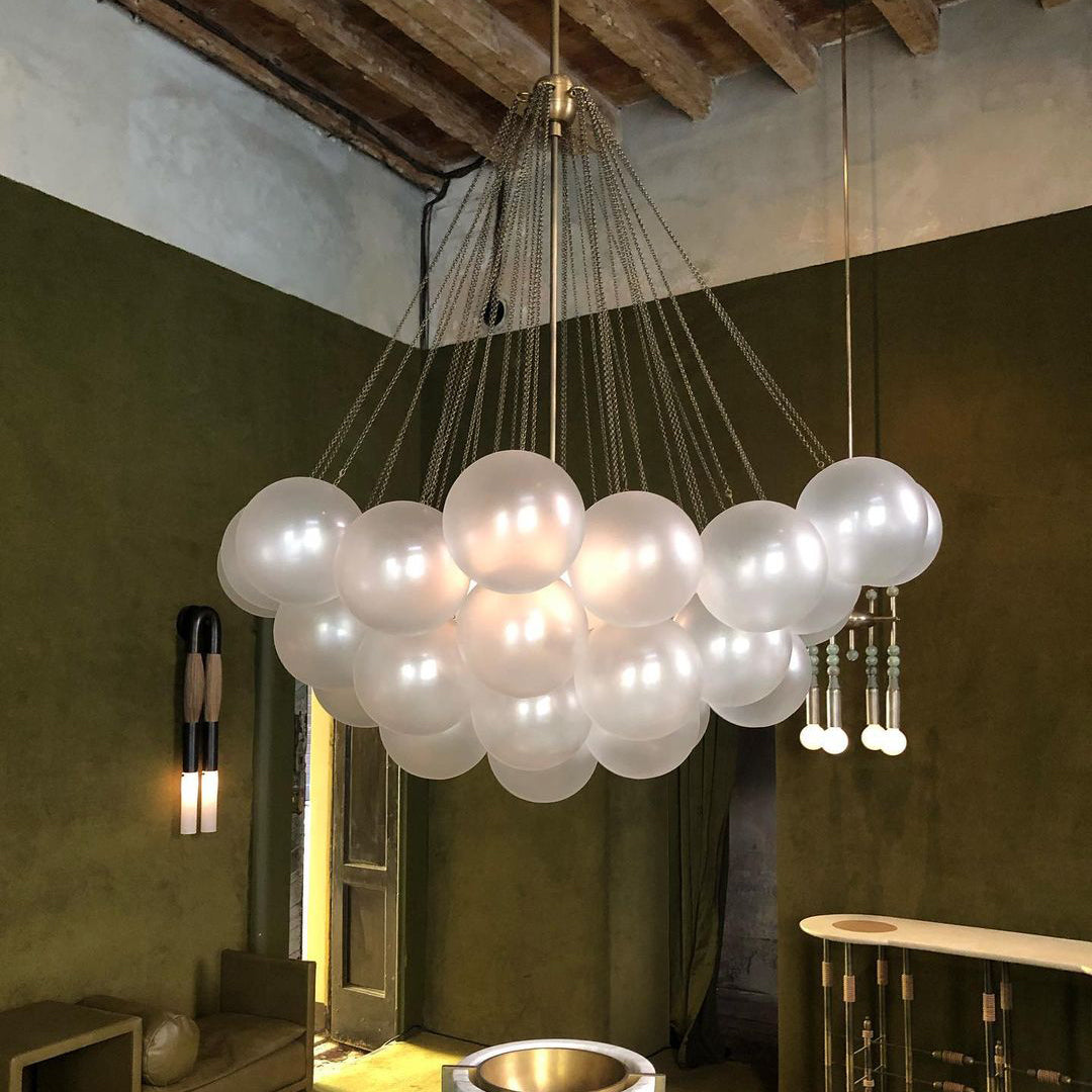 Glazen Bollenhanglamp 19-37 Bollen Goud Metaal Eetkamer Woonkamer | Sansoti