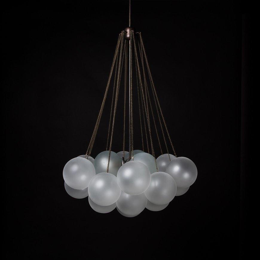 Handbewerkte Glazen Bollenkandelaar met Natuurlijke Lichtverstrooiing – Elegante 19th-Century Glastechniek voor Warme Sfeer | Sansoti