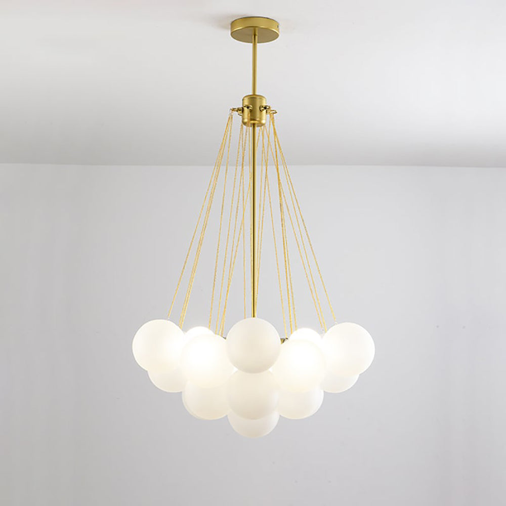 Glazen Bollenhanglamp 19-37 Bollen Goud Metaal Eetkamer Woonkamer | Sansoti