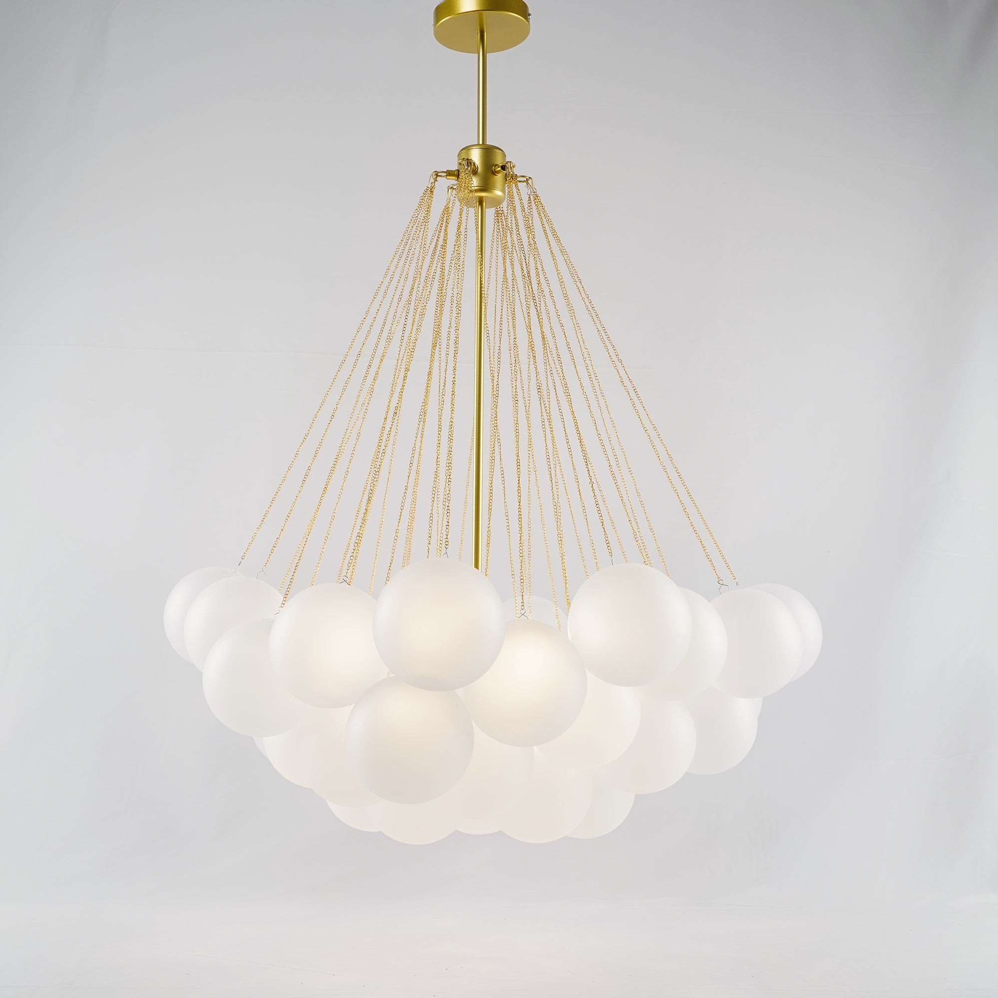 Glazen Bollenhanglamp 19-37 Bollen Goud Metaal Eetkamer Woonkamer | Sansoti