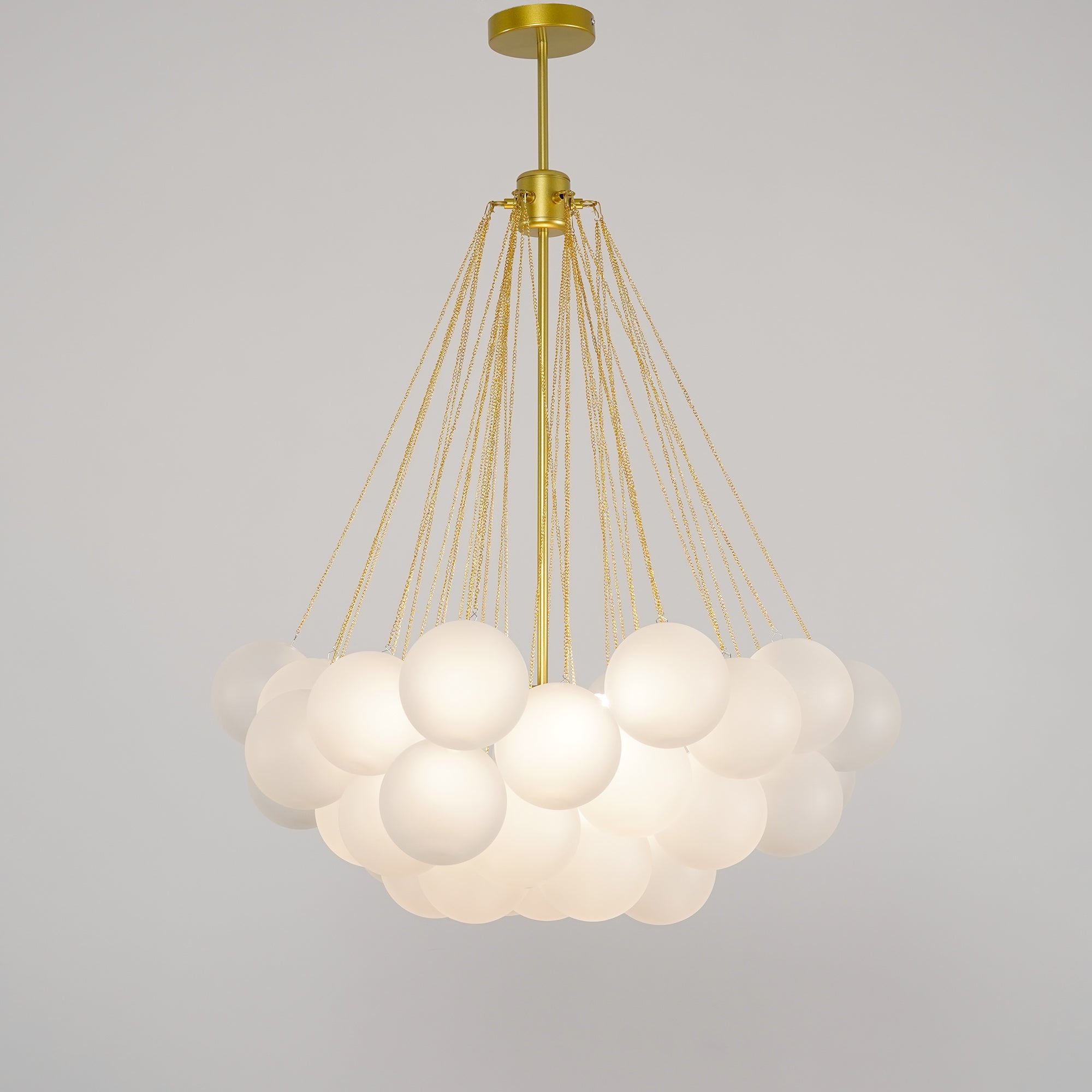 Glazen Bollenhanglamp 19-37 Bollen Goud Metaal Eetkamer Woonkamer | Sansoti