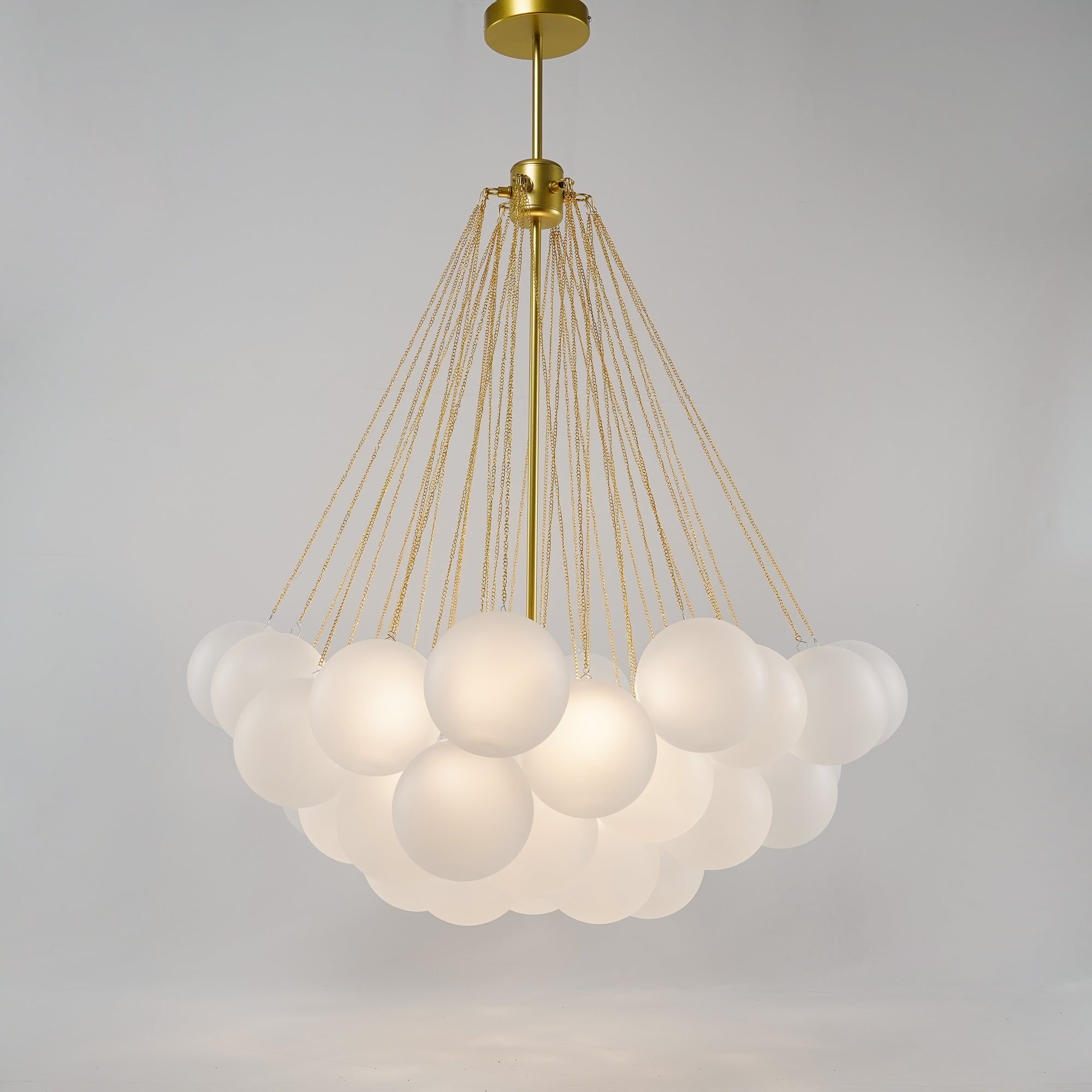 Glazen Bollenhanglamp 19-37 Bollen Goud Metaal Eetkamer Woonkamer | Sansoti