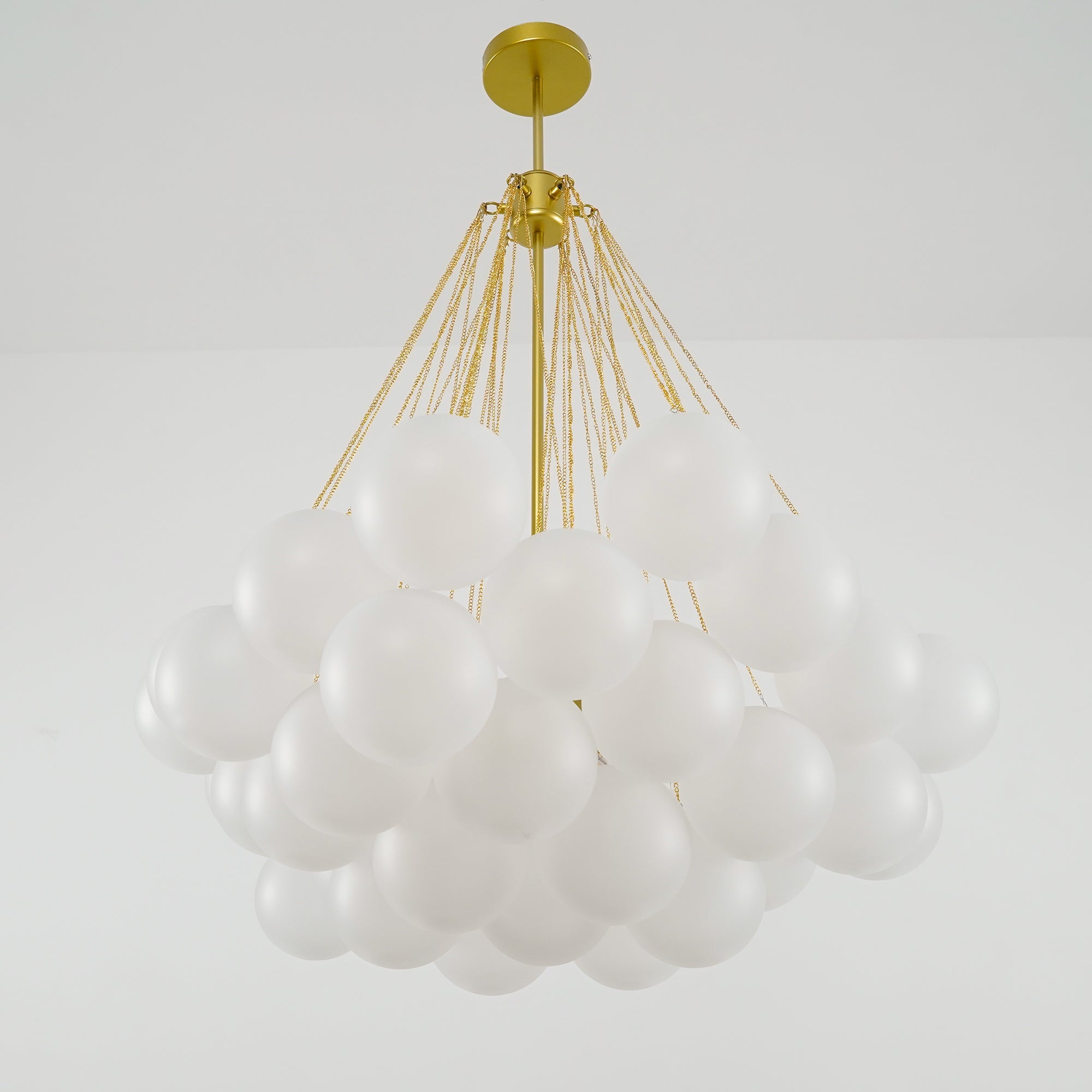 Glazen Bollenhanglamp 19-37 Bollen Goud Metaal Eetkamer Woonkamer | Sansoti
