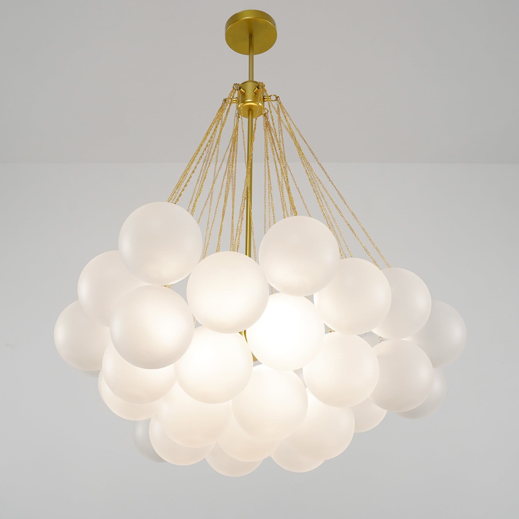 Glazen Bollenhanglamp 19-37 Bollen Goud Metaal Eetkamer Woonkamer | Sansoti