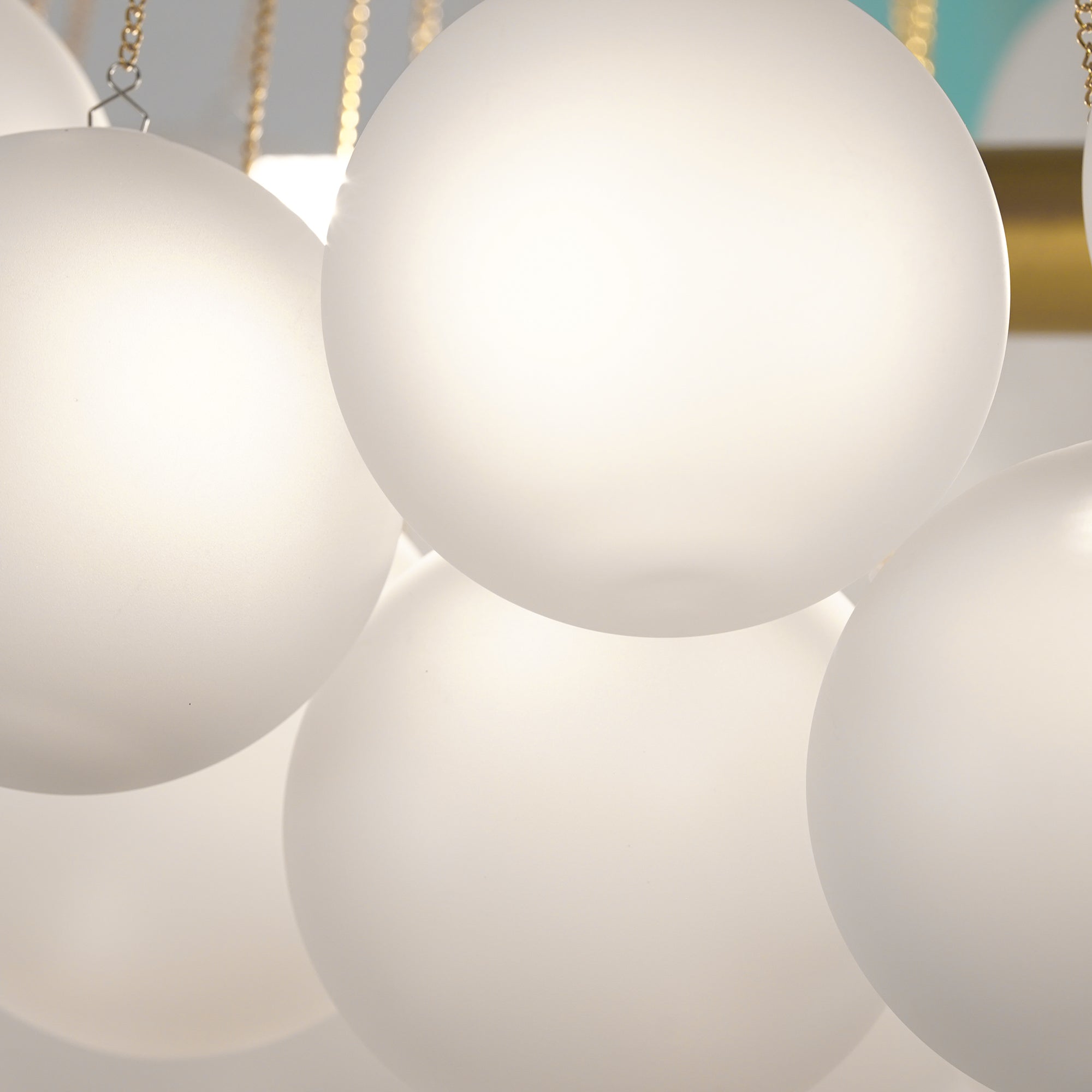 Glazen Bollenhanglamp 19-37 Bollen Goud Metaal Eetkamer Woonkamer | Sansoti