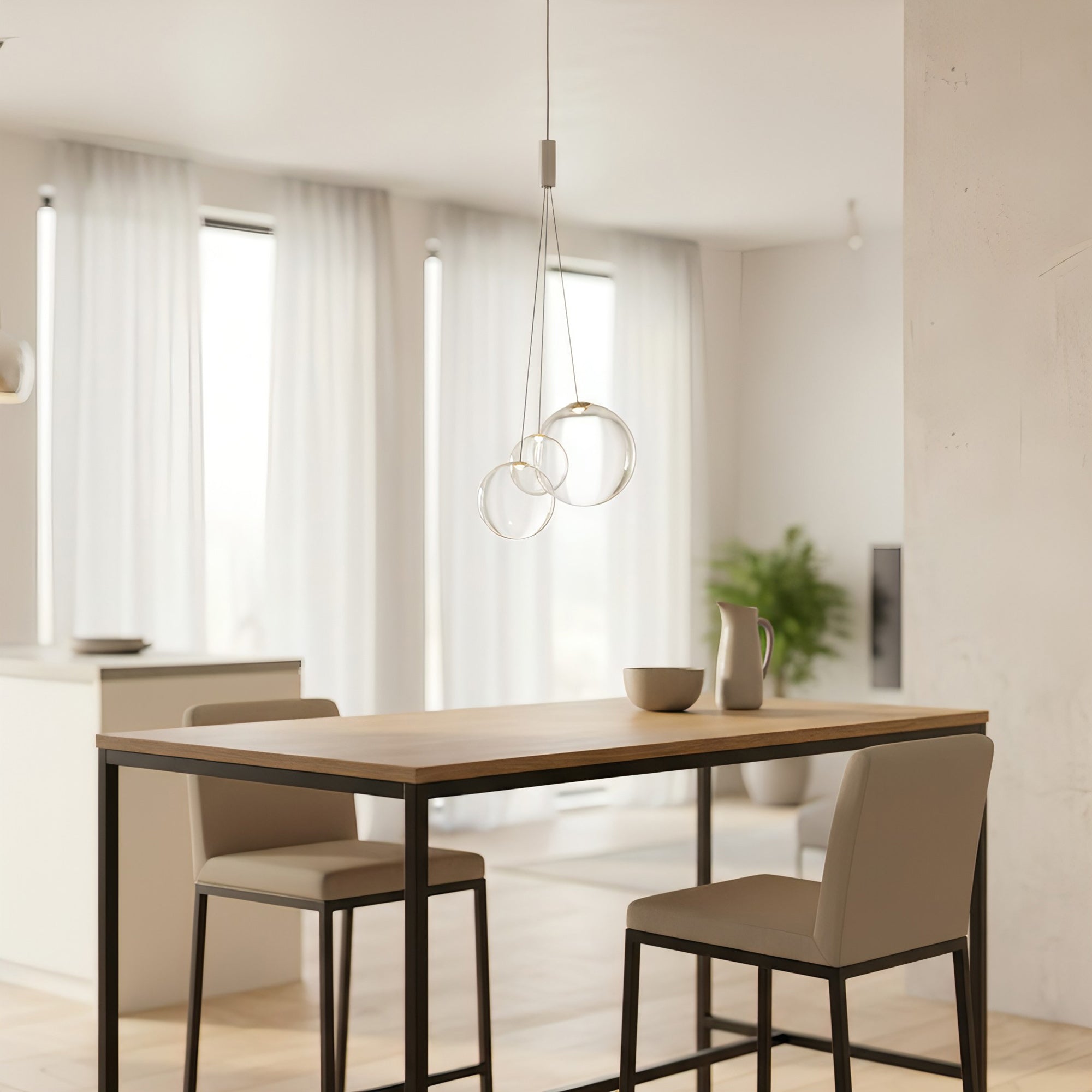 Glazen Hanglamp met Metalen Cluster Bellenbollen Moderne Verlichting | Sansoti