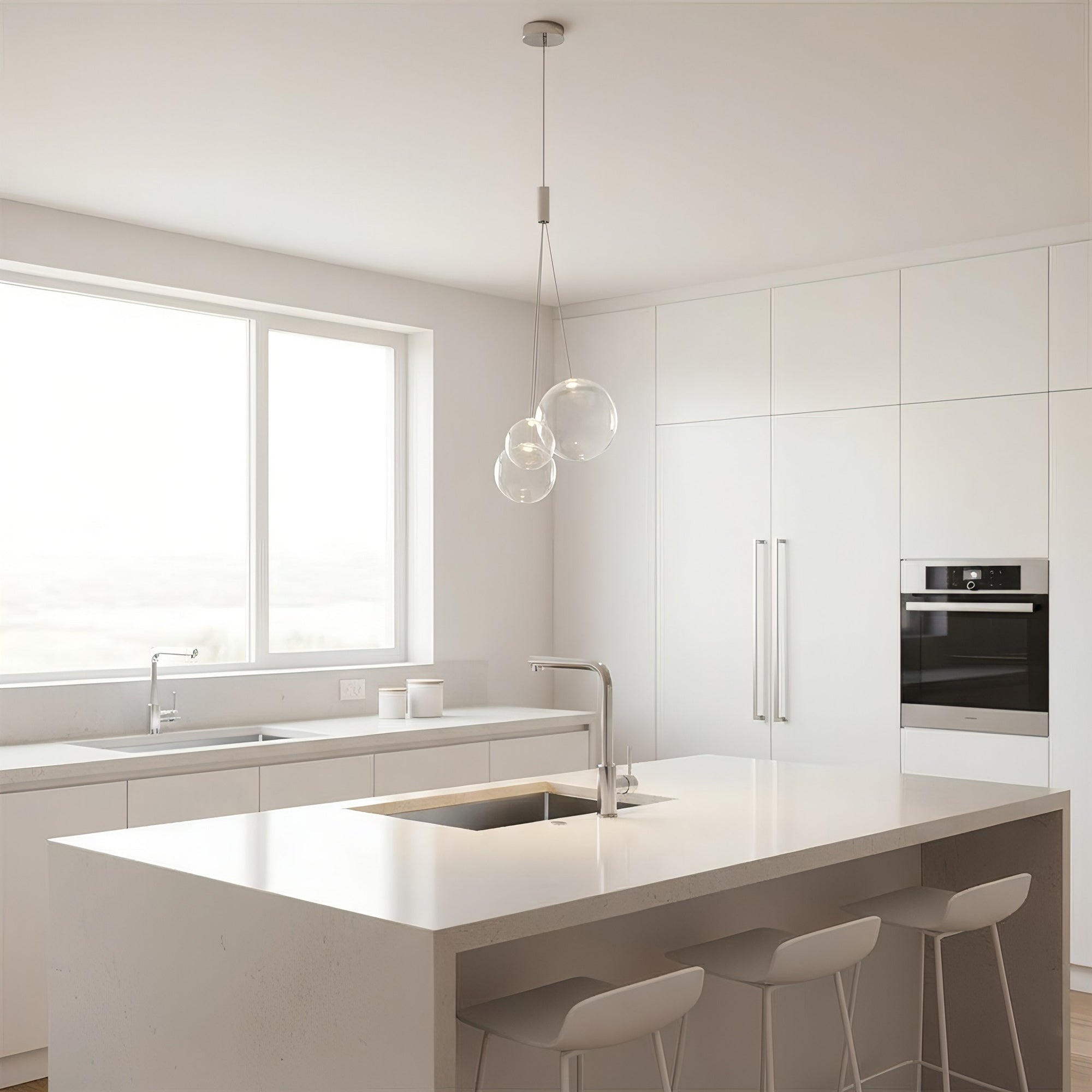 Glazen Hanglamp met Metalen Cluster Bellenbollen Moderne Verlichting | Sansoti