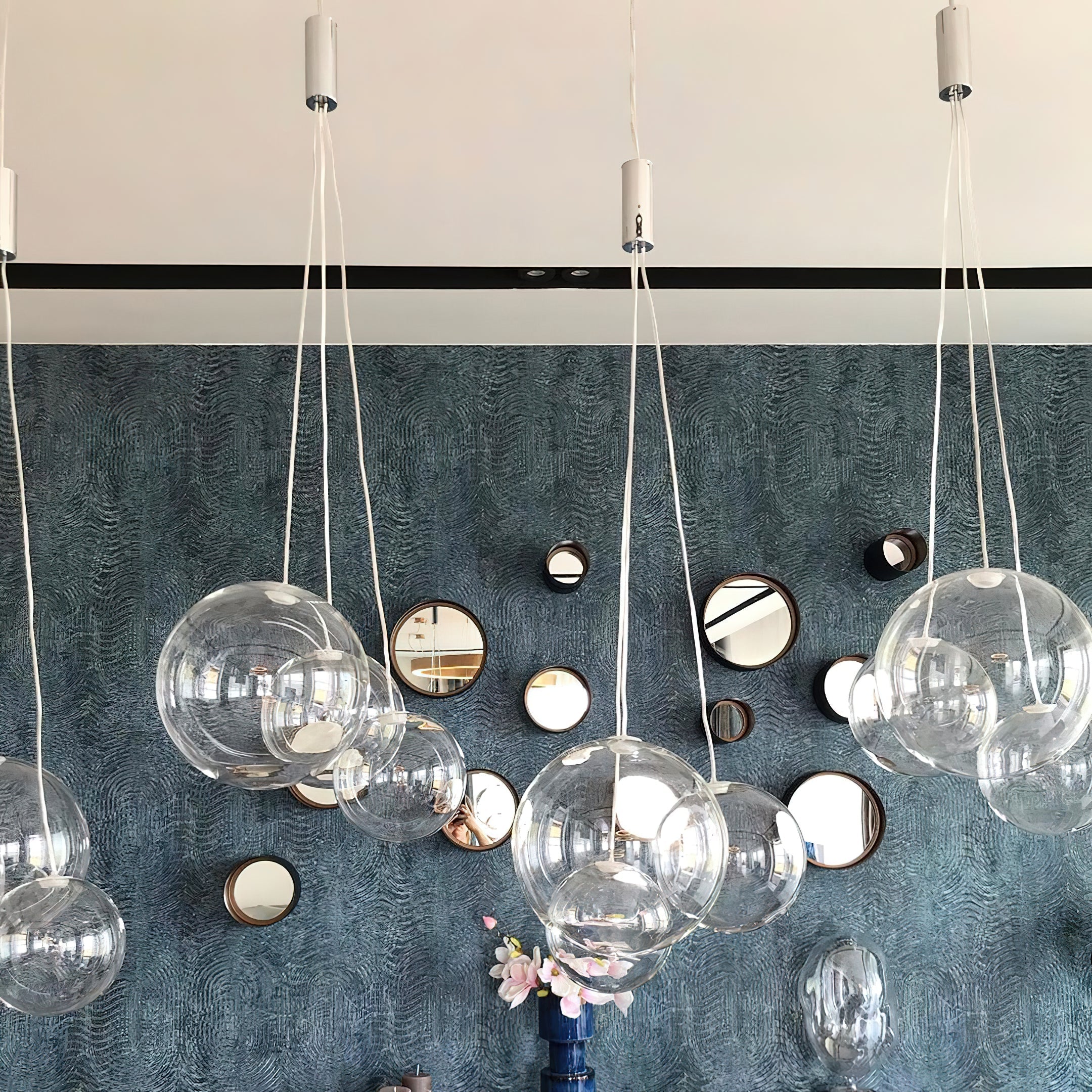 Glazen Hanglamp met Metalen Cluster Bellenbollen Moderne Verlichting | Sansoti