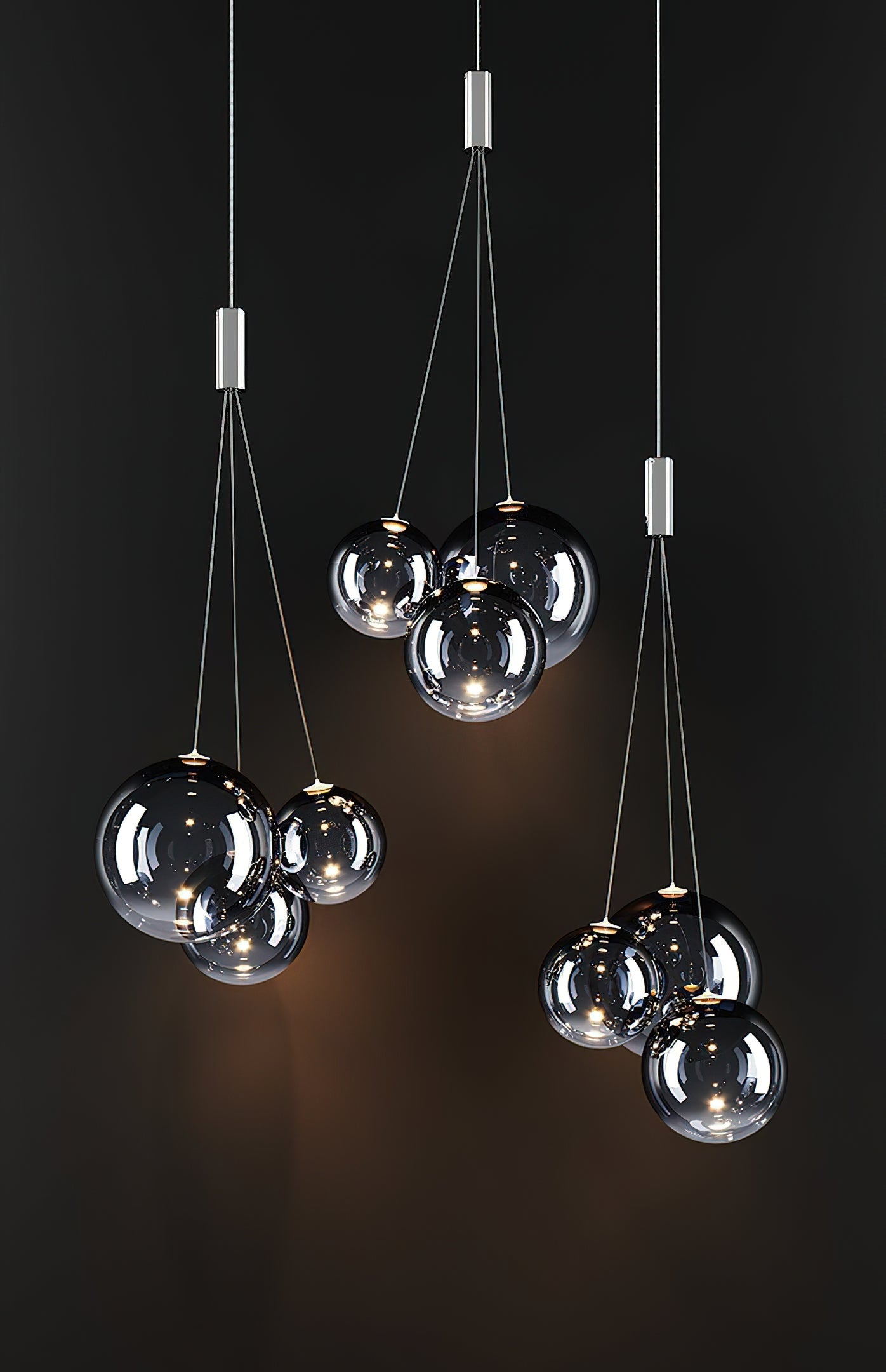 Glazen Hanglamp met Metalen Cluster Bellenbollen Moderne Verlichting | Sansoti