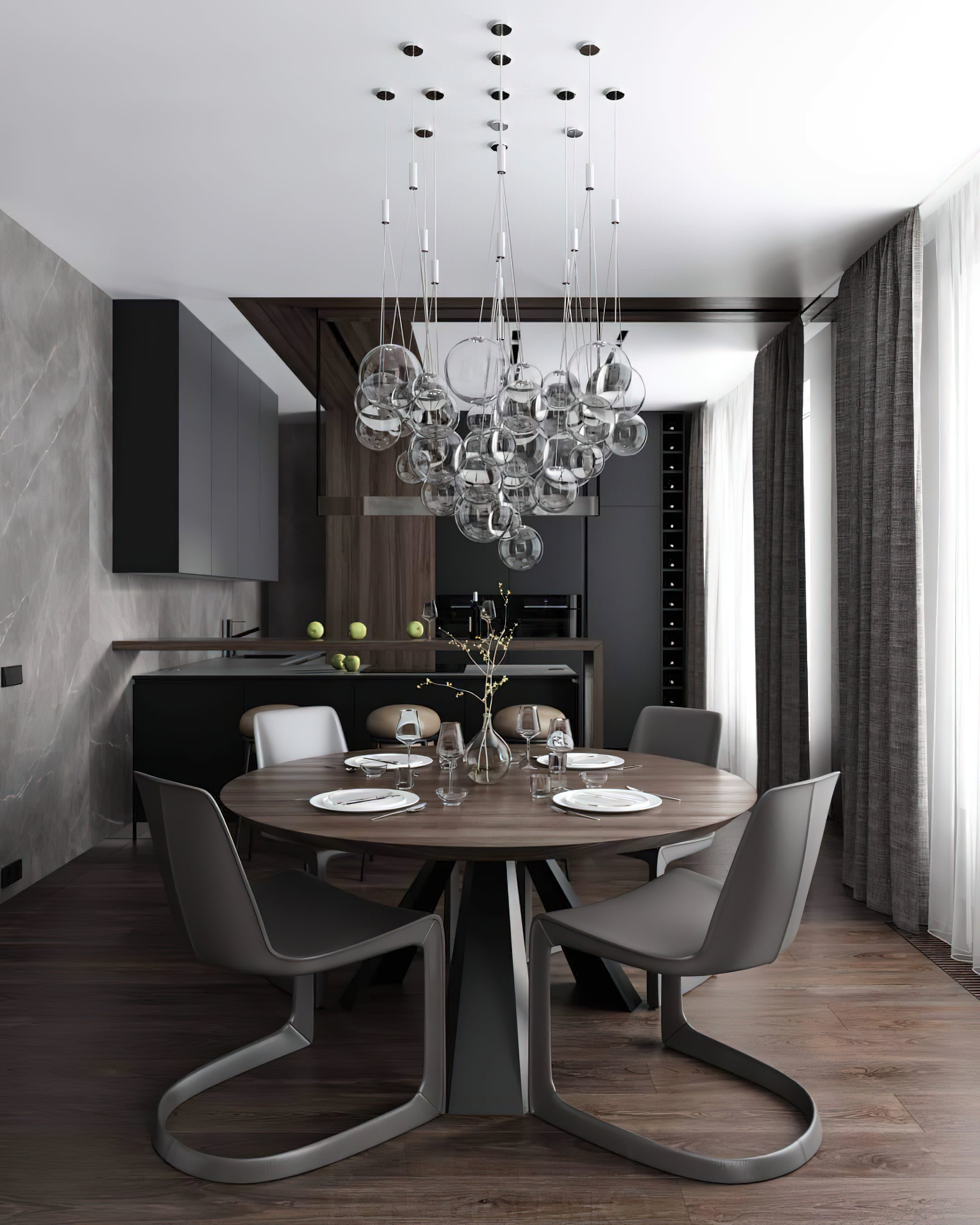 Glazen Hanglamp met Metalen Cluster Bellenbollen Moderne Verlichting | Sansoti
