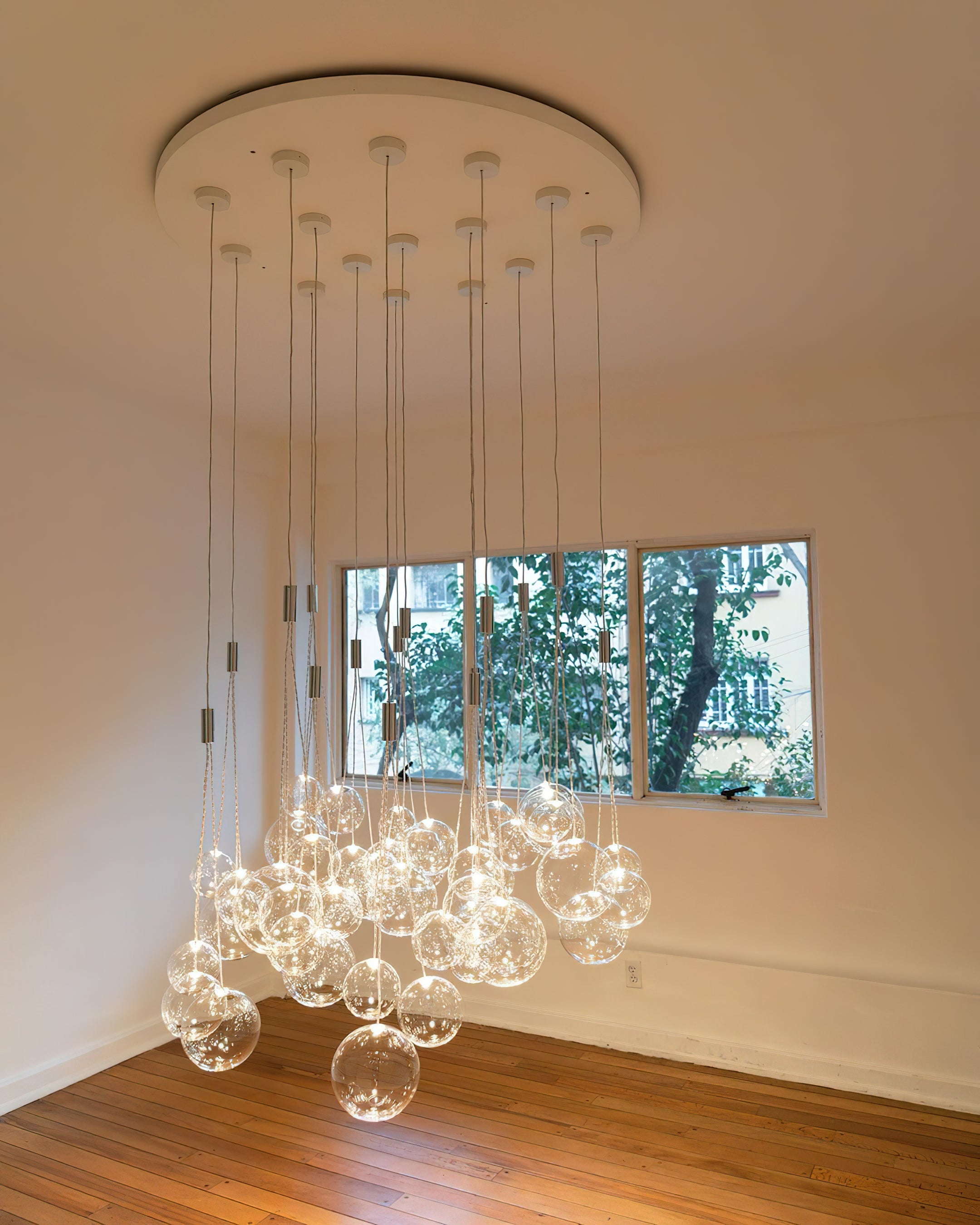 Glazen Hanglamp met Metalen Cluster Bellenbollen Moderne Verlichting | Sansoti