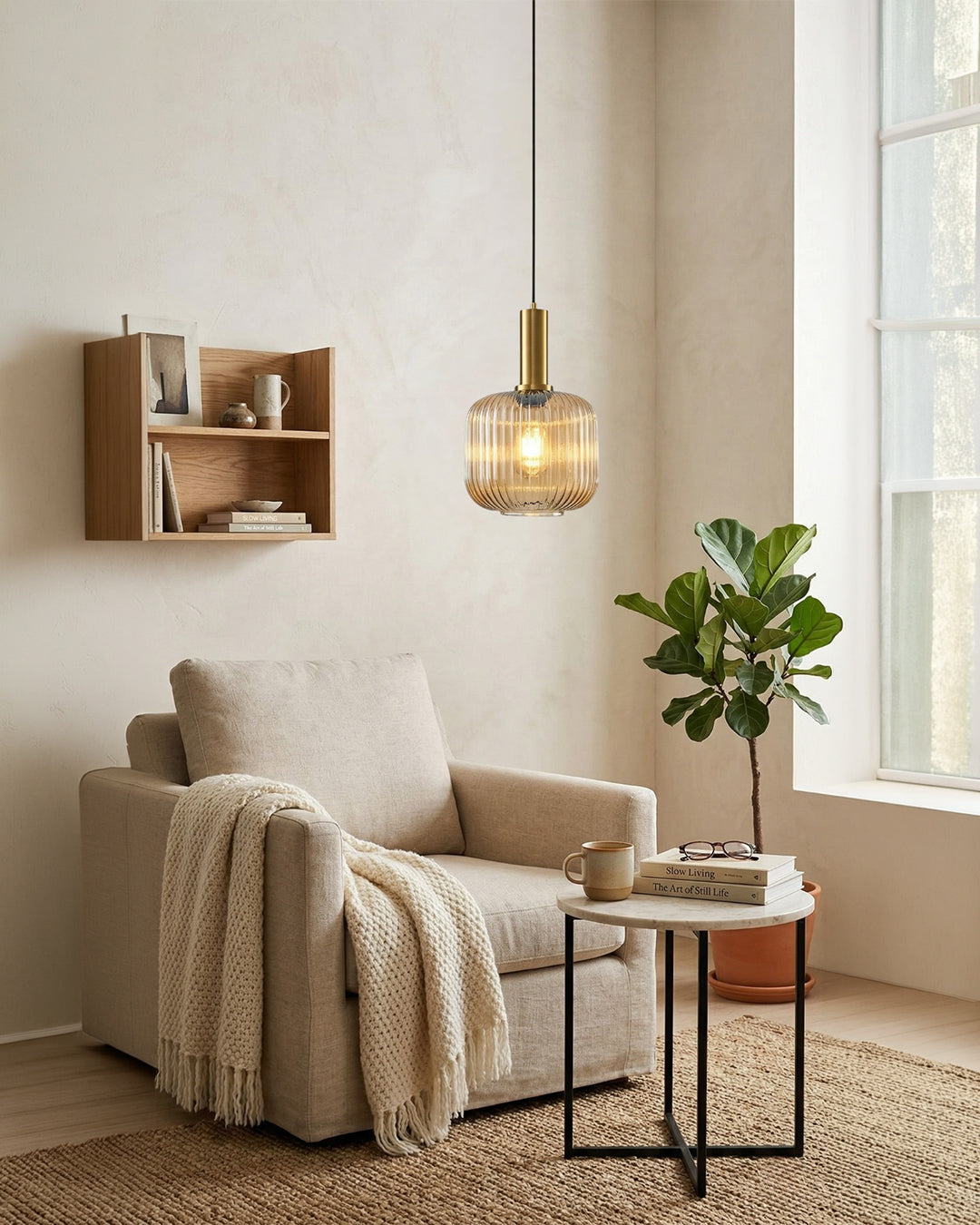CLYDE Moderne Hanglamp met Gekleurde Glazen Kap – Scandinavisch Design voor Woonkamer & Eetkamer – E27 Fitting | Sansoti
