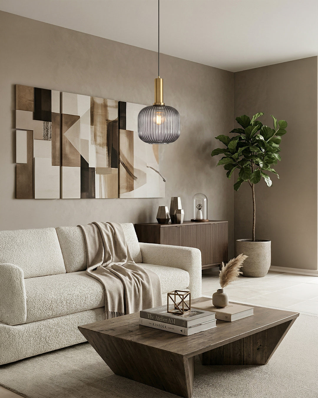 CLYDE Moderne Hanglamp met Gekleurde Glazen Kap – Scandinavisch Design voor Woonkamer & Eetkamer – E27 Fitting | Sansoti