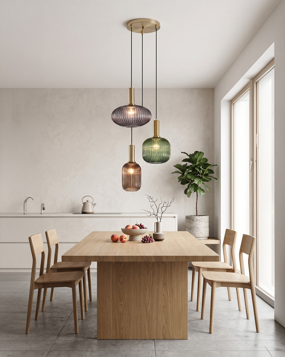 CLYDE Moderne Hanglamp met Gekleurde Glazen Kap – Scandinavisch Design voor Woonkamer & Eetkamer – E27 Fitting | Sansoti
