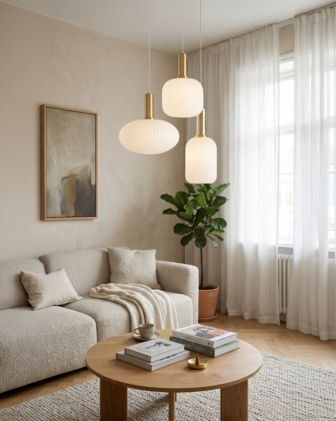 CLYDE Moderne Hanglamp met Gekleurde Glazen Kap – Scandinavisch Design voor Woonkamer & Eetkamer – E27 Fitting | Sansoti
