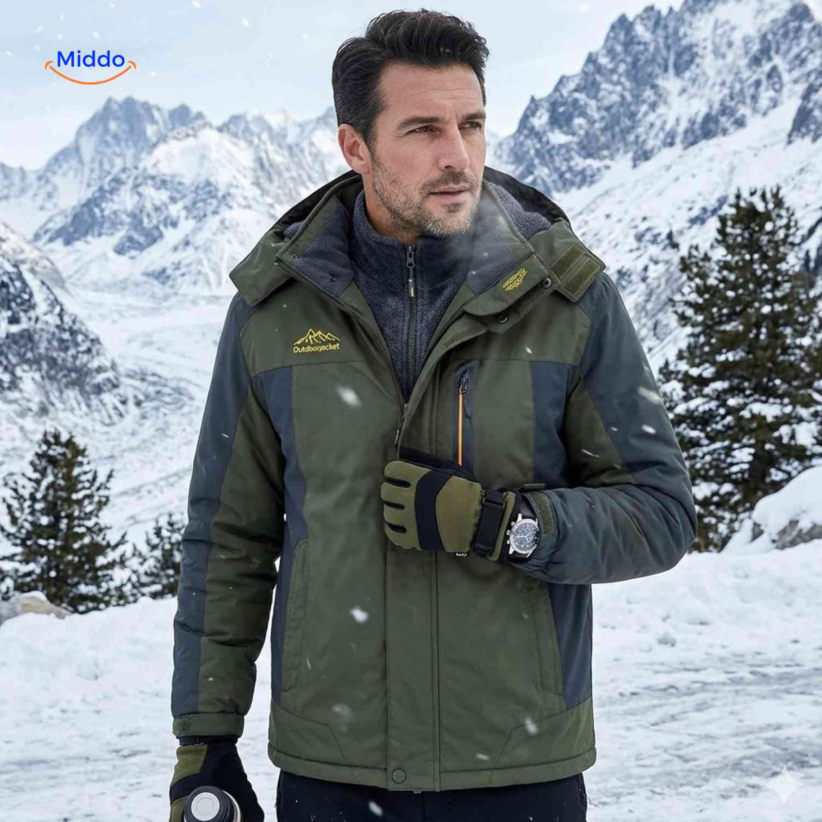 Gefütterte Winterjacke für Herren, wasserdicht, winddicht, Fleece, Outdoor, Wandern, Skifahren, Berge, warme Herrenwinterjacke | Sansoti