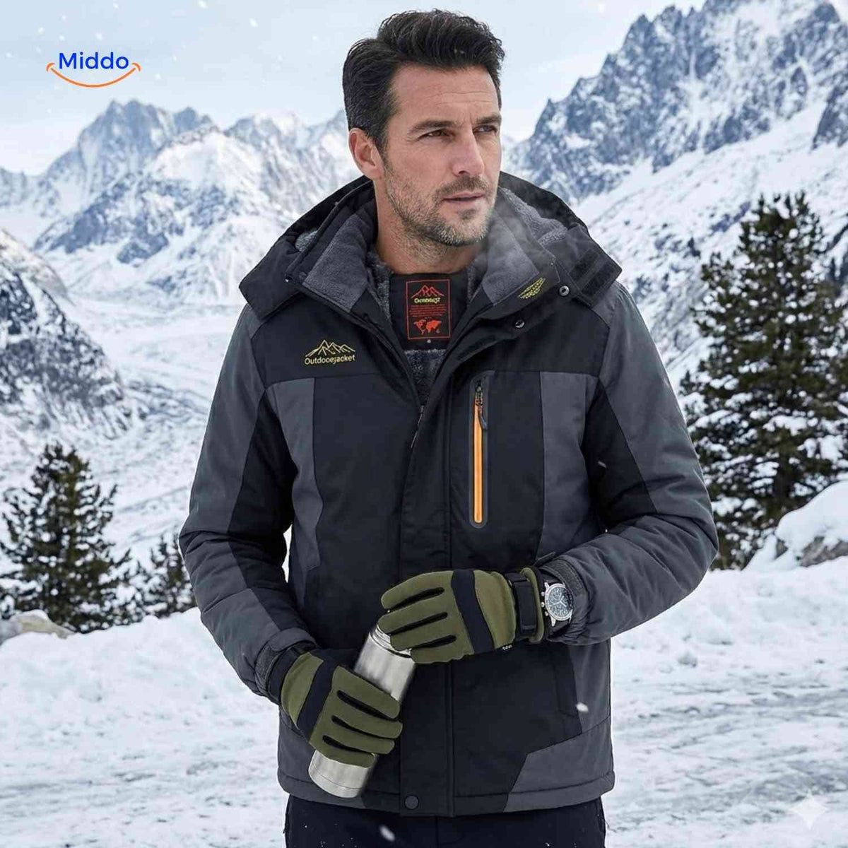Gefütterte Winterjacke für Herren, wasserdicht, winddicht, Fleece, Outdoor, Wandern, Skifahren, Berge, warme Herrenwinterjacke | Sansoti