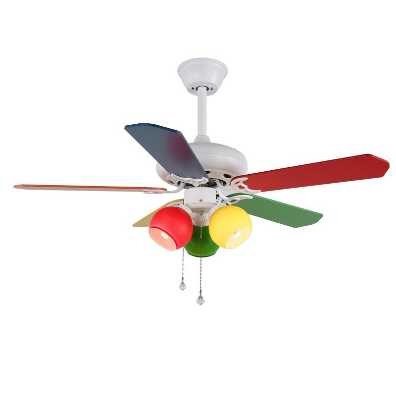 Ventilateur de plafond ludique Carlo avec éclairage — design coloré ventilateur enfant avec 6 vitesses et télécommande ø107 cm | Sansoti