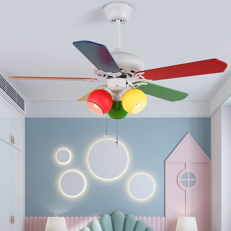 Ventilateur de plafond ludique Carlo avec éclairage — design coloré ventilateur enfant avec 6 vitesses et télécommande ø107 cm | Sansoti
