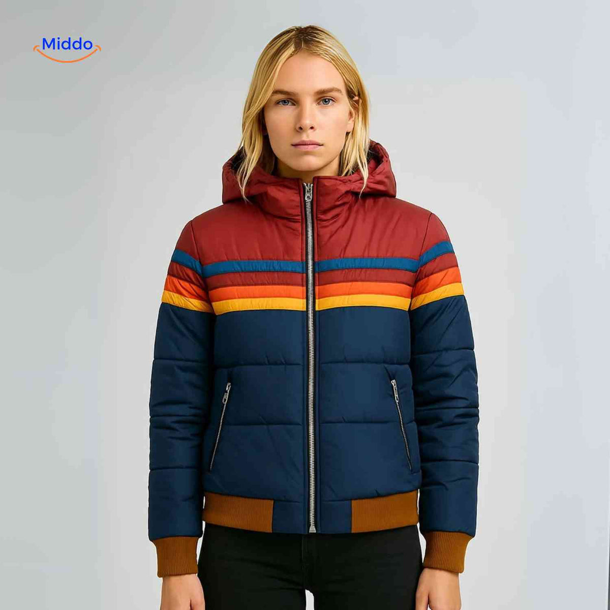 Gewatteerde Damesjas met Capuchon Lichtgewicht Warm Winterjas Waterdicht Retro Pufferjas Outdoor Casual | Sansoti